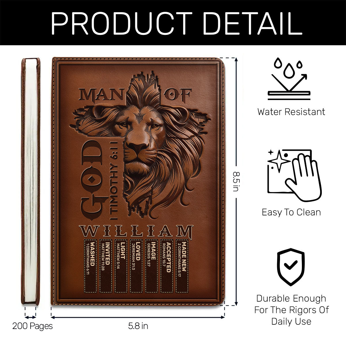 Man Of God | Personalized Leather Cover Notebook