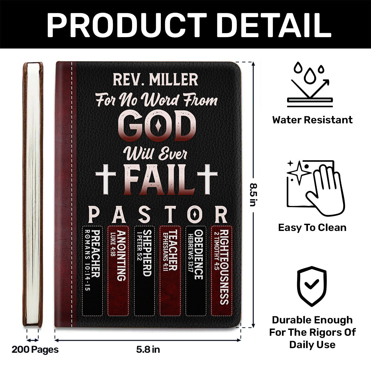 For No Word From God Will Ever Fail | Personalized Leather Cover Notebook