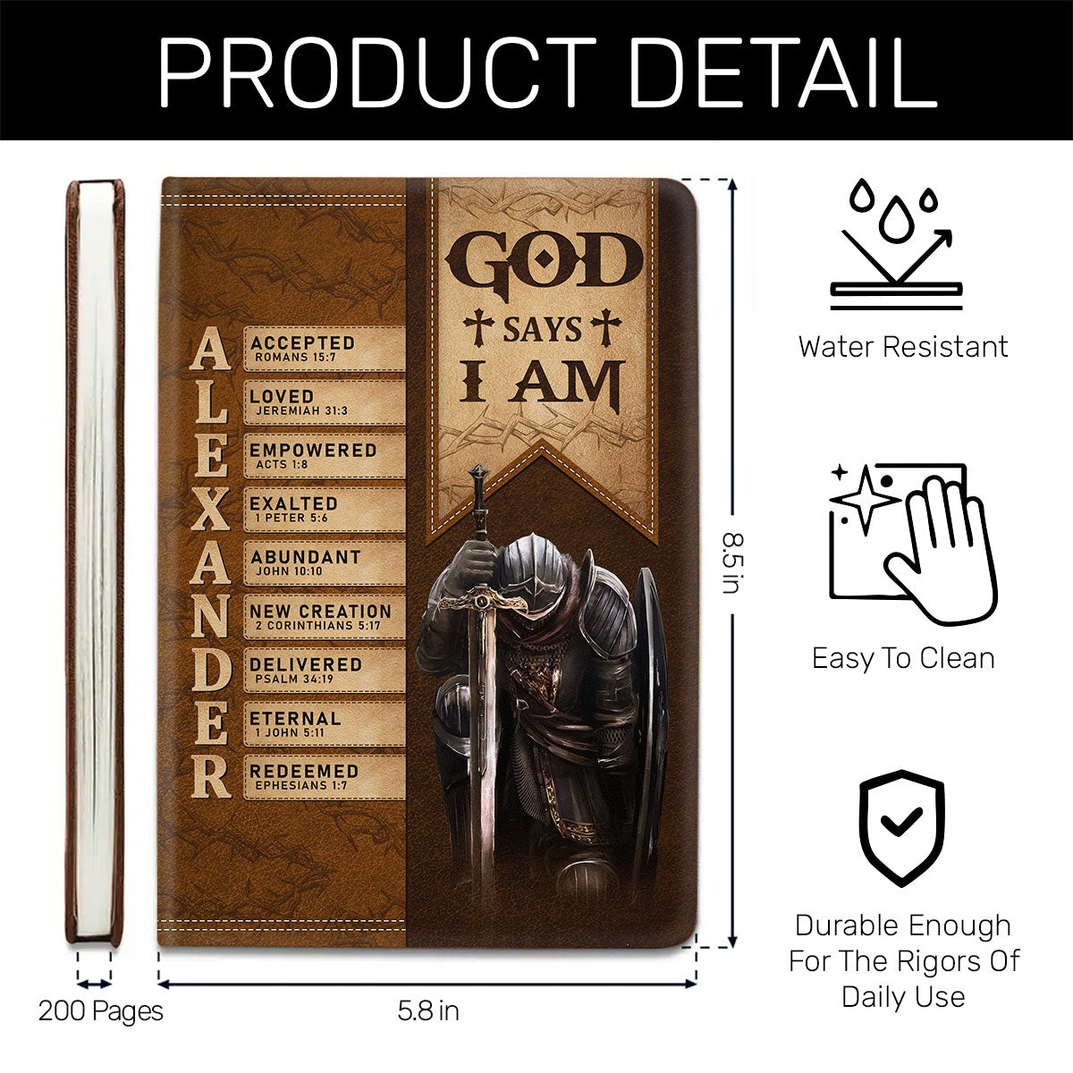 God Says I Am | Personalized Leather Cover Notebook