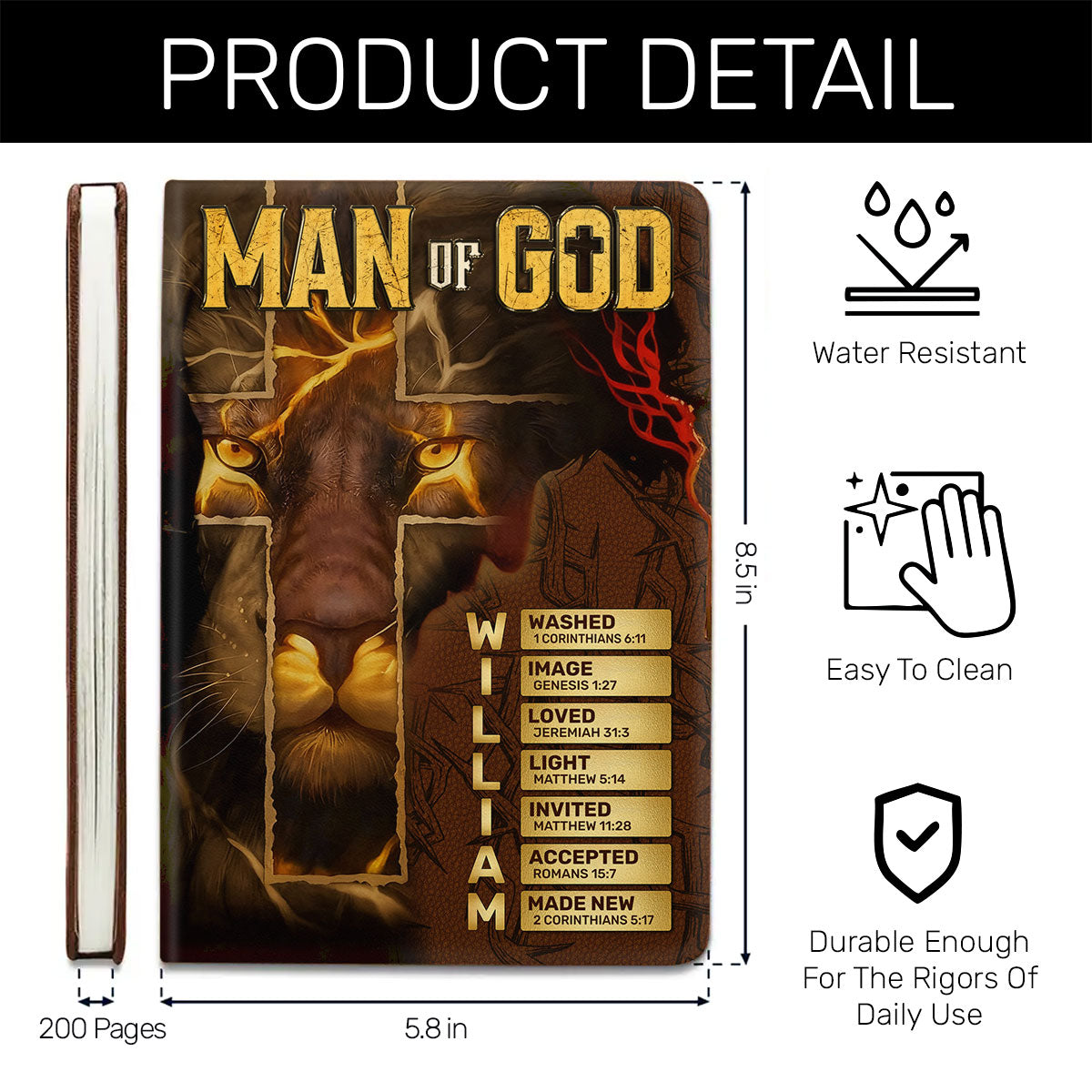 Man Of God | Personalized Leather Cover Notebook