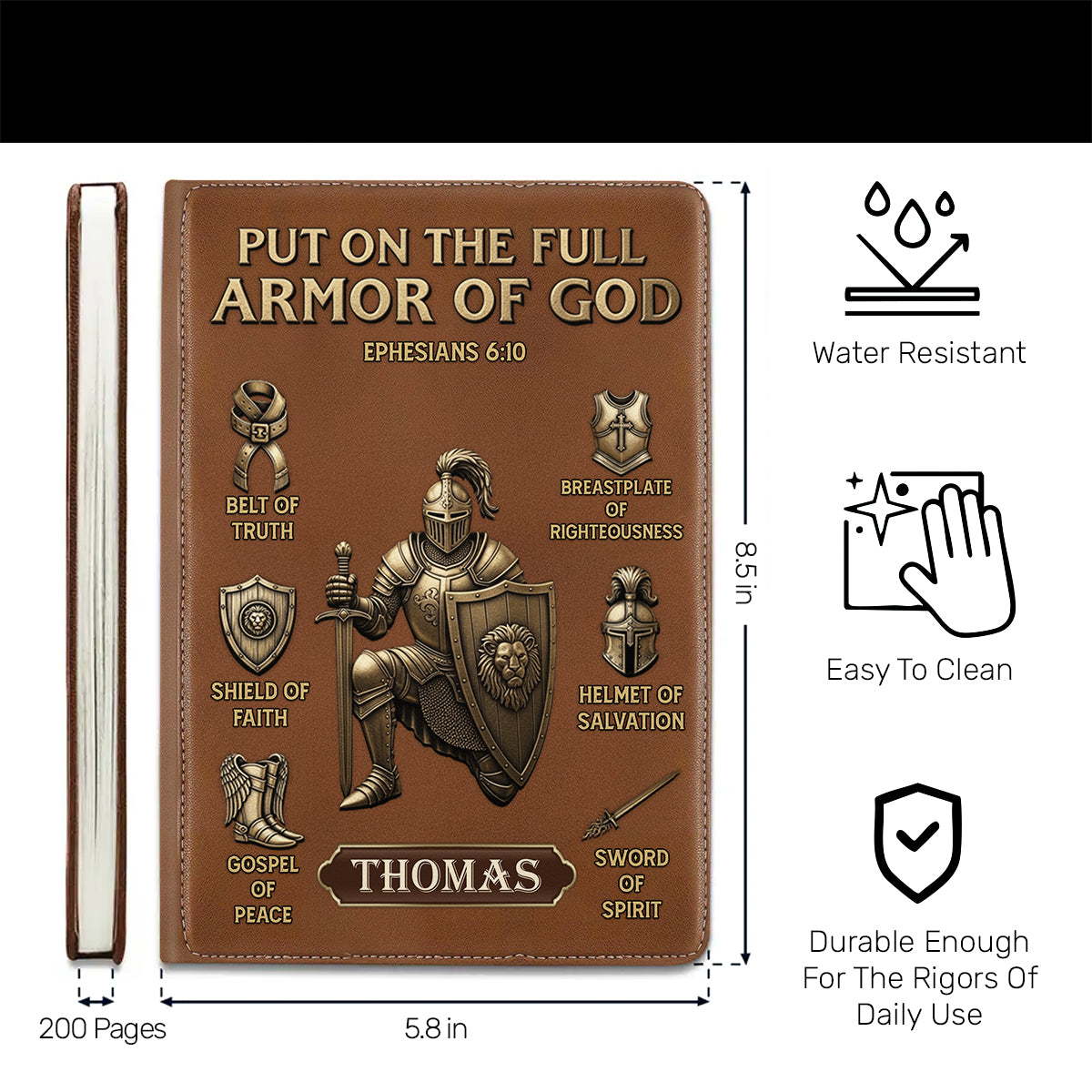 Armor Of God | Personalized Leather Cover Notebook