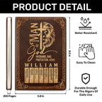 Man Of God Husband Dad Protector Hero | Personalized Leather Cover Notebook