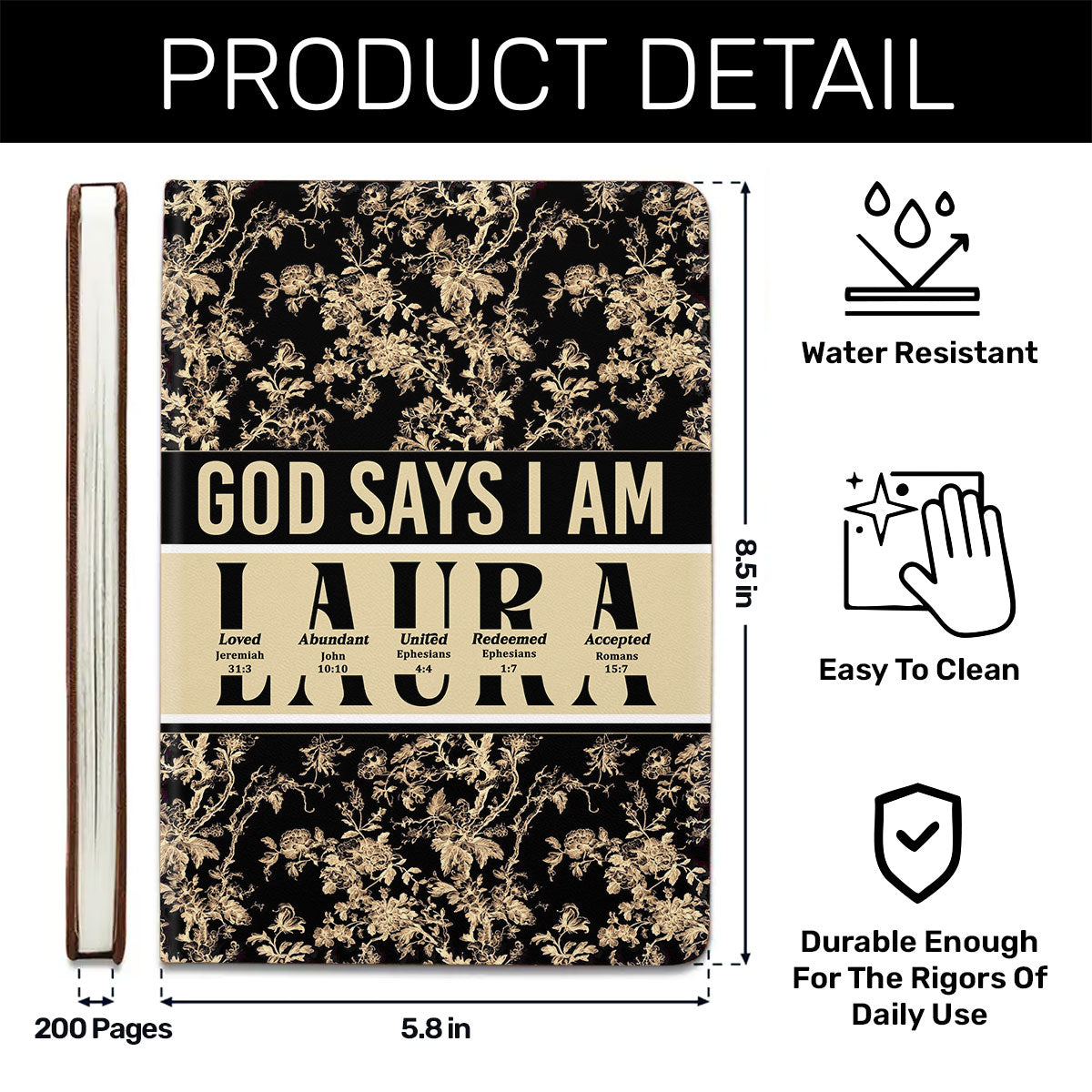 God Says I Am | Personalized Leather Cover Notebook
