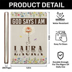 God Says I Am Floral Blessings | Personalized Leather Cover Notebook