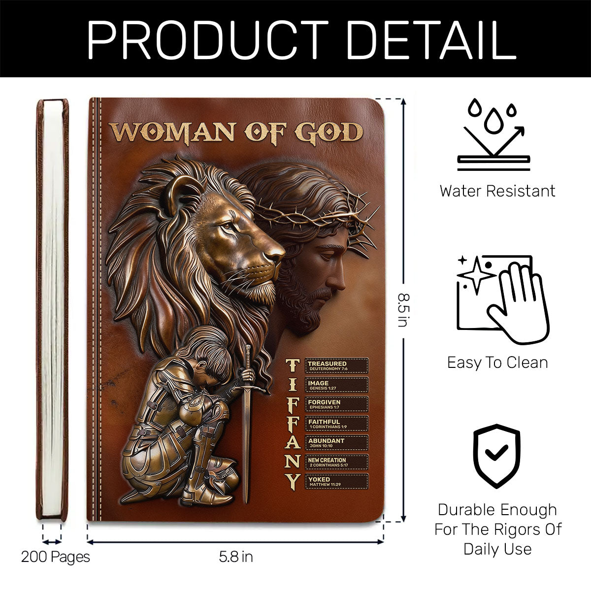 Woman And Man Of God | Personalized Leather Cover Notebook