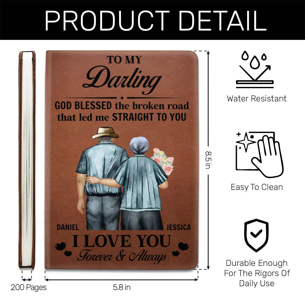 God Blessed The Broken Road | Personalized Leather Cover Notebook