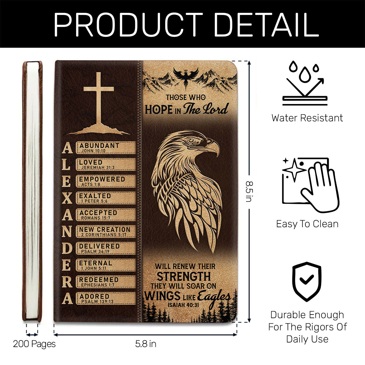 Eagle Of Faith | Personalized Leather Cover Notebook