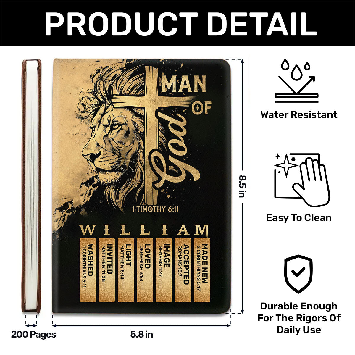 Man Of God | Personalized Leather Cover Notebook