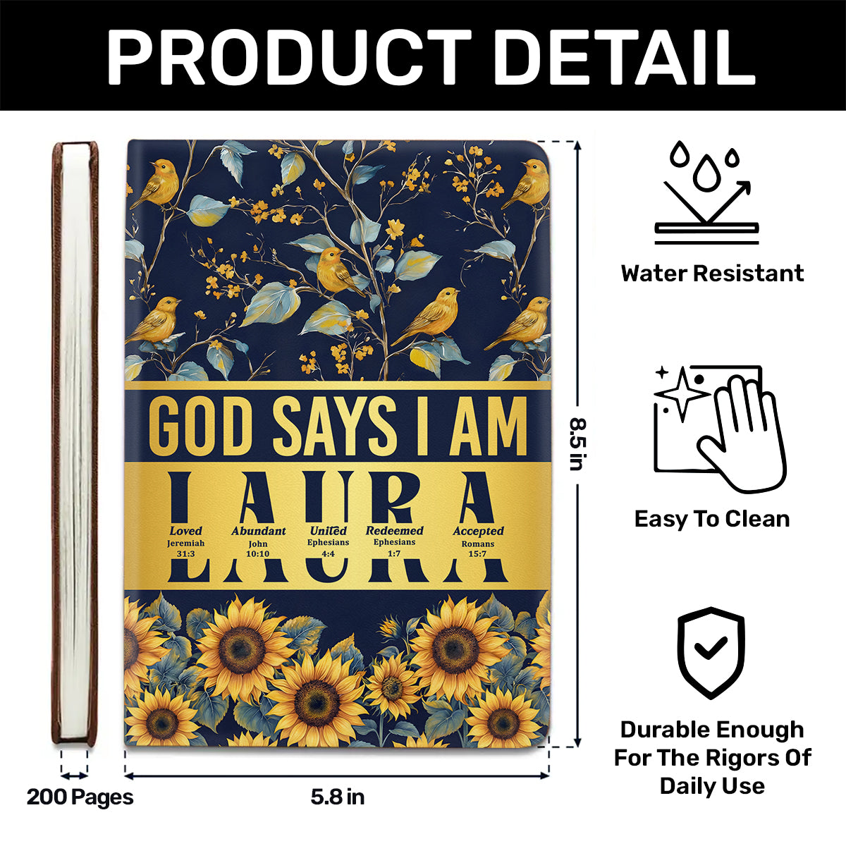 God Says I Am | Personalized Leather Cover Notebook