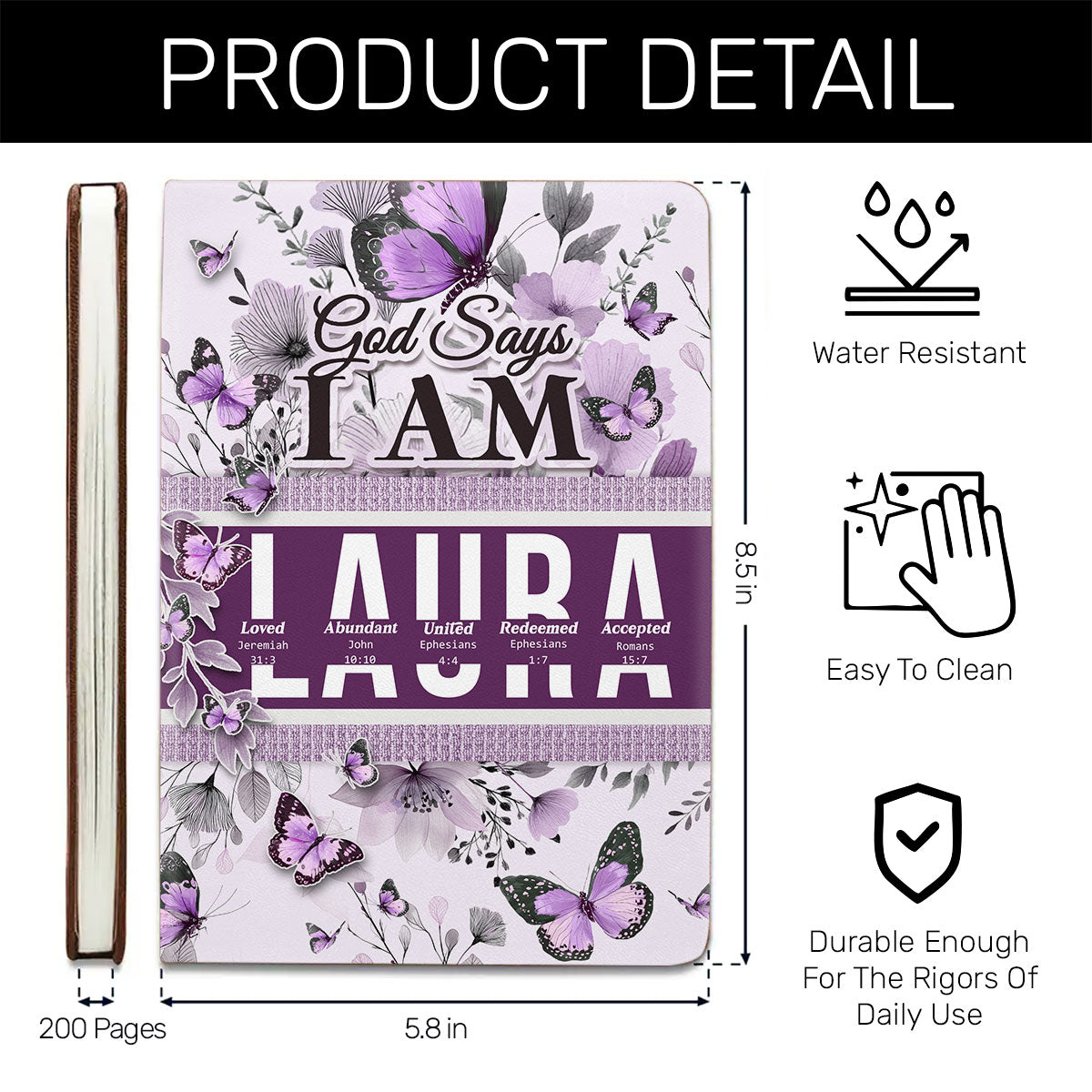 God Says I Am | Personalized Leather Cover Notebook