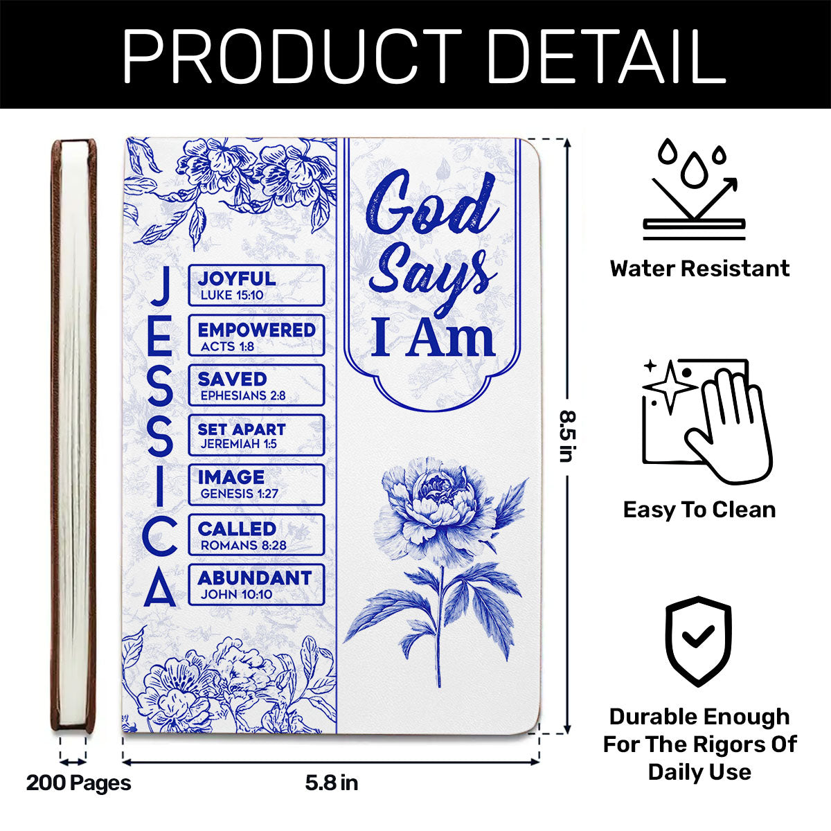 God Says I Am | Personalized Leather Cover Notebook