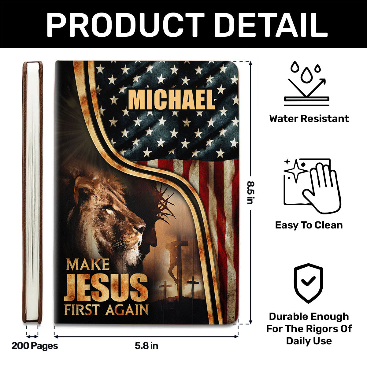 Make Jesus First Again | Personalized Leather Cover Notebook