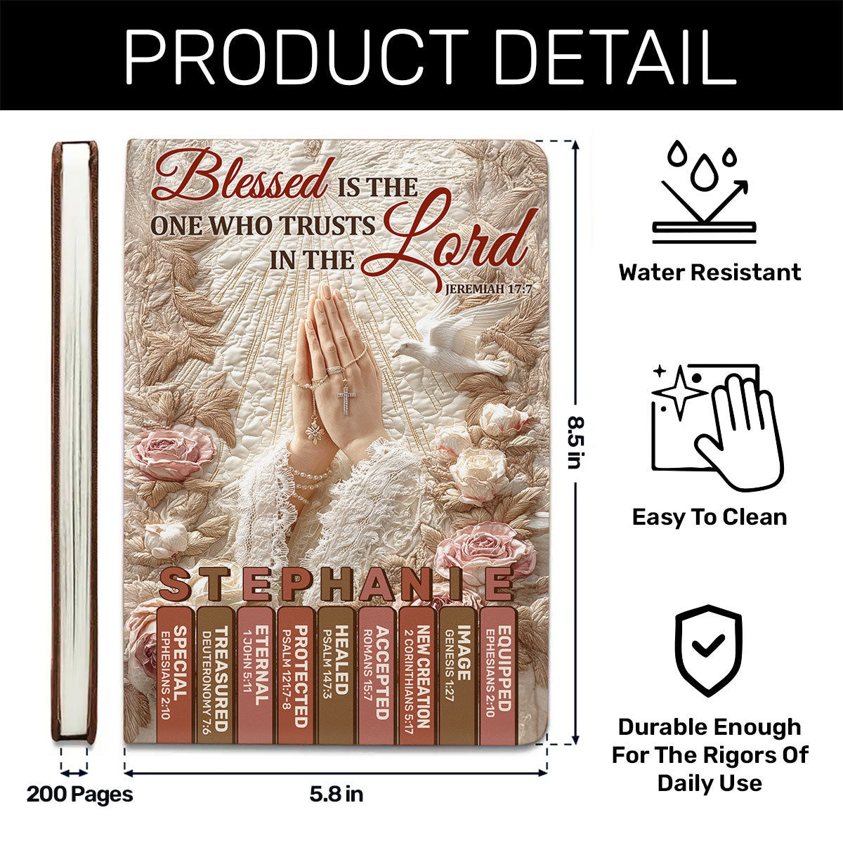 Blessed Is The One Who Trusts In The Lord | Personalized Leather Cover Notebook