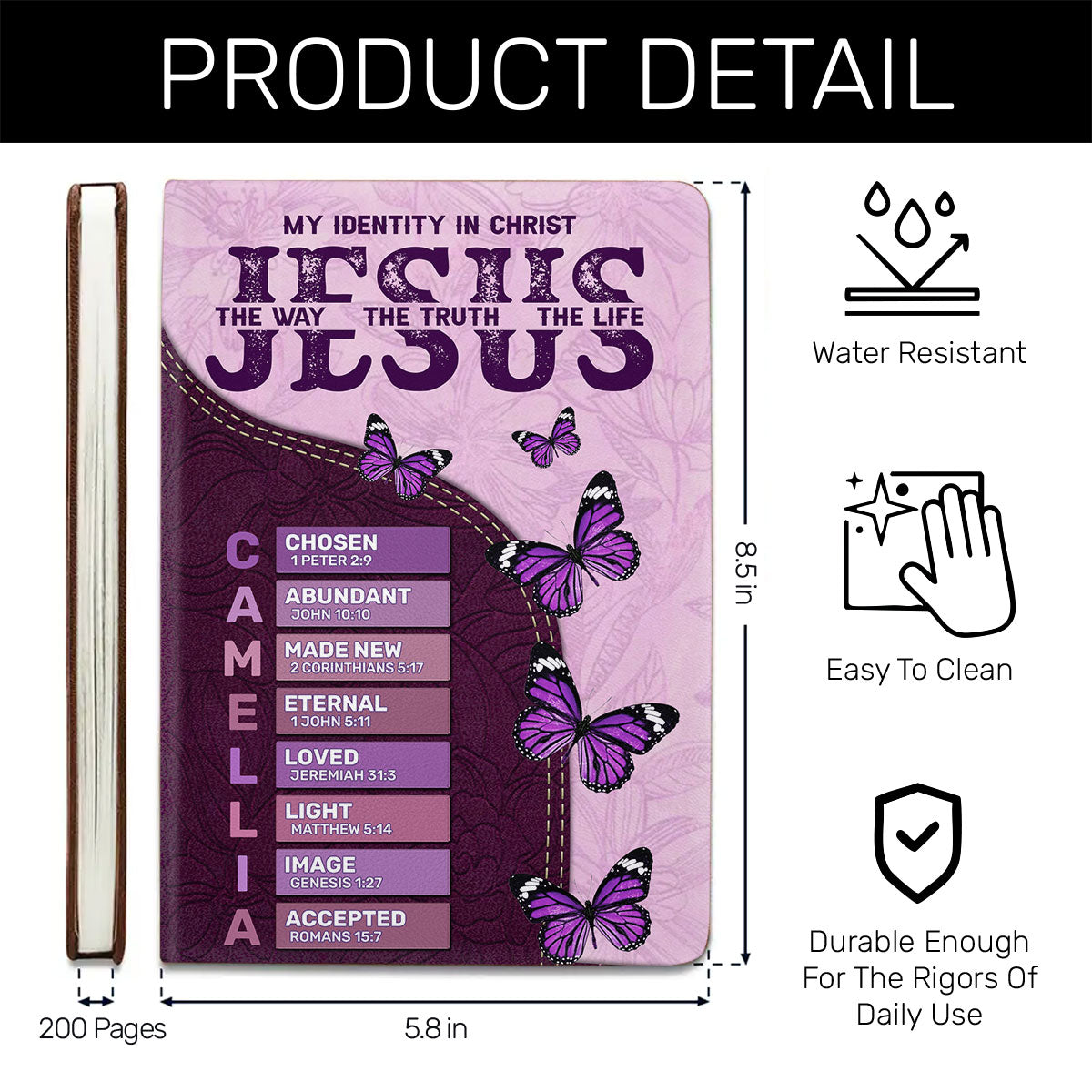 Jesus The Way The Truth The Life | Personalized Leather Cover Notebook