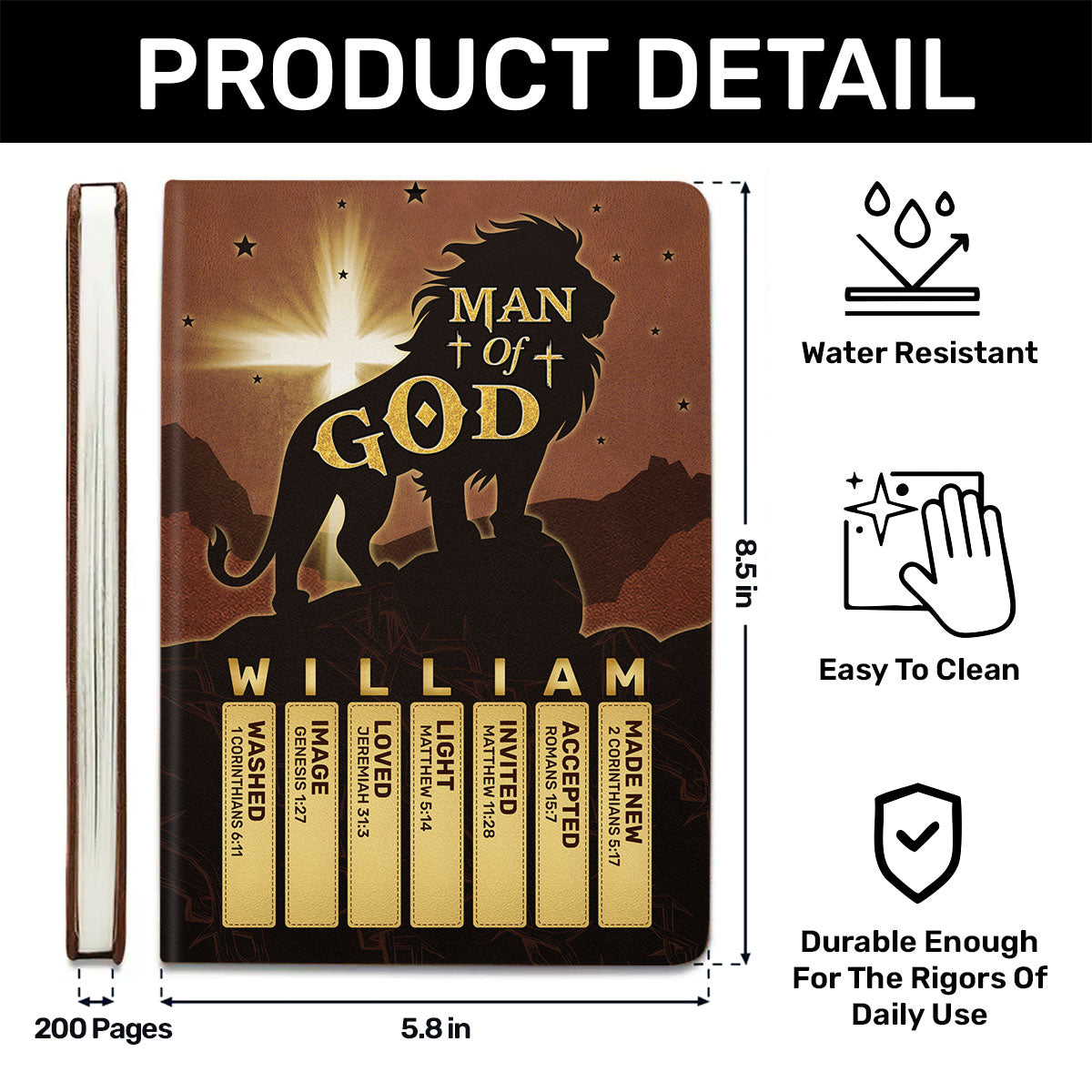 Man Of God | Personalized Leather Cover Notebook