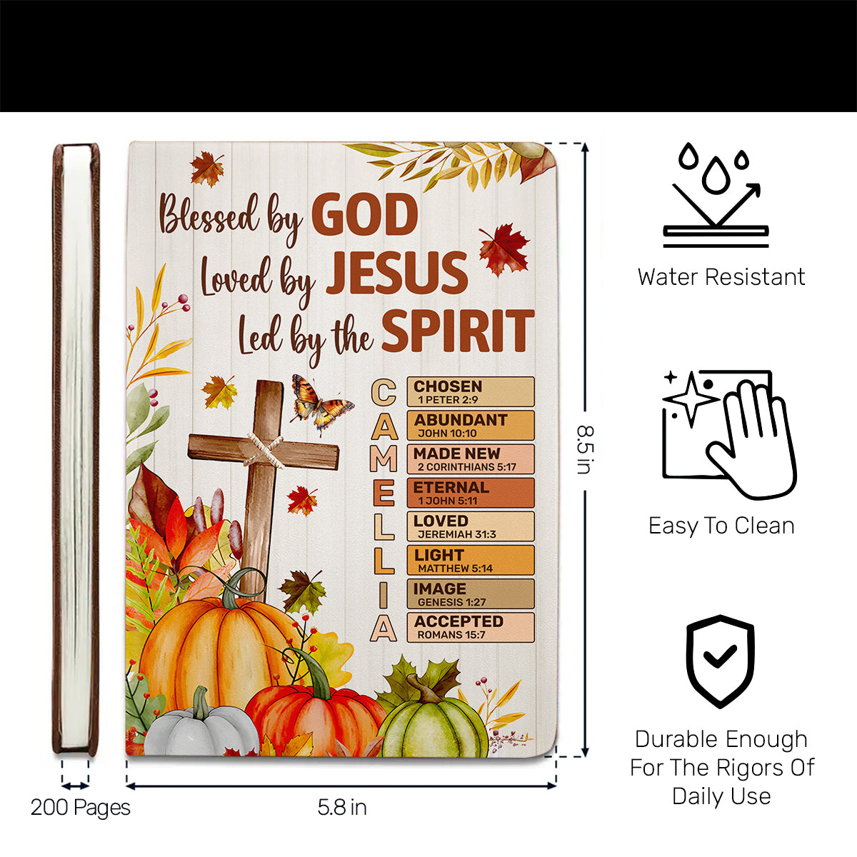 Blessed By God | Personalized Leather Cover Notebook