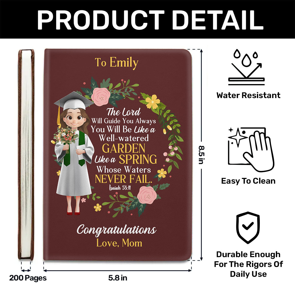 The Lord Will Guide You Always | Personalized Leather Cover Notebook