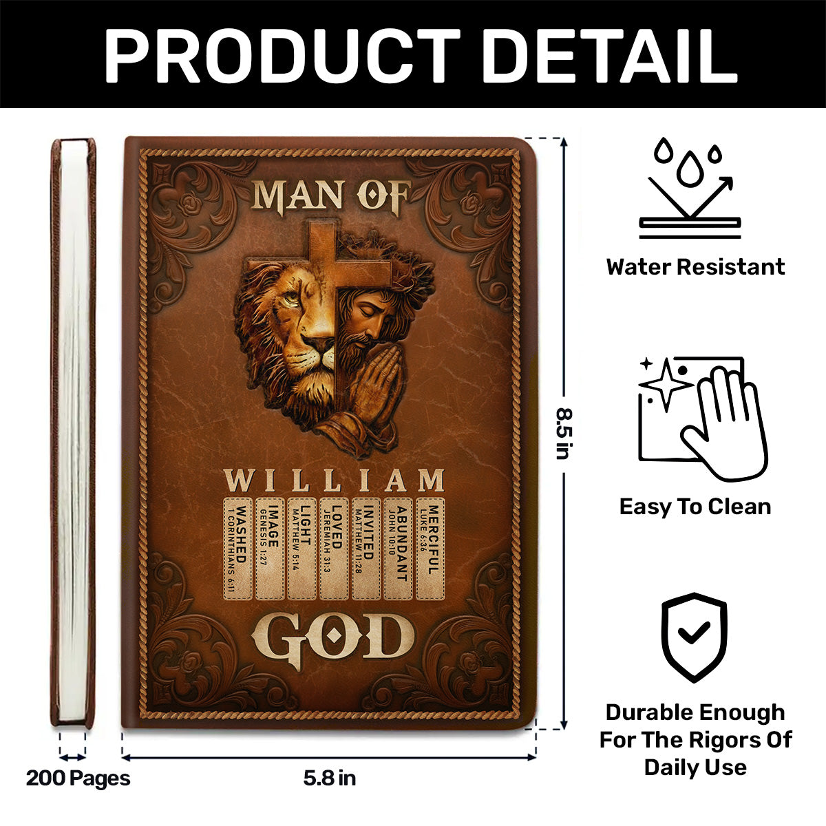 Man Of God  | Personalized Leather Cover Notebook