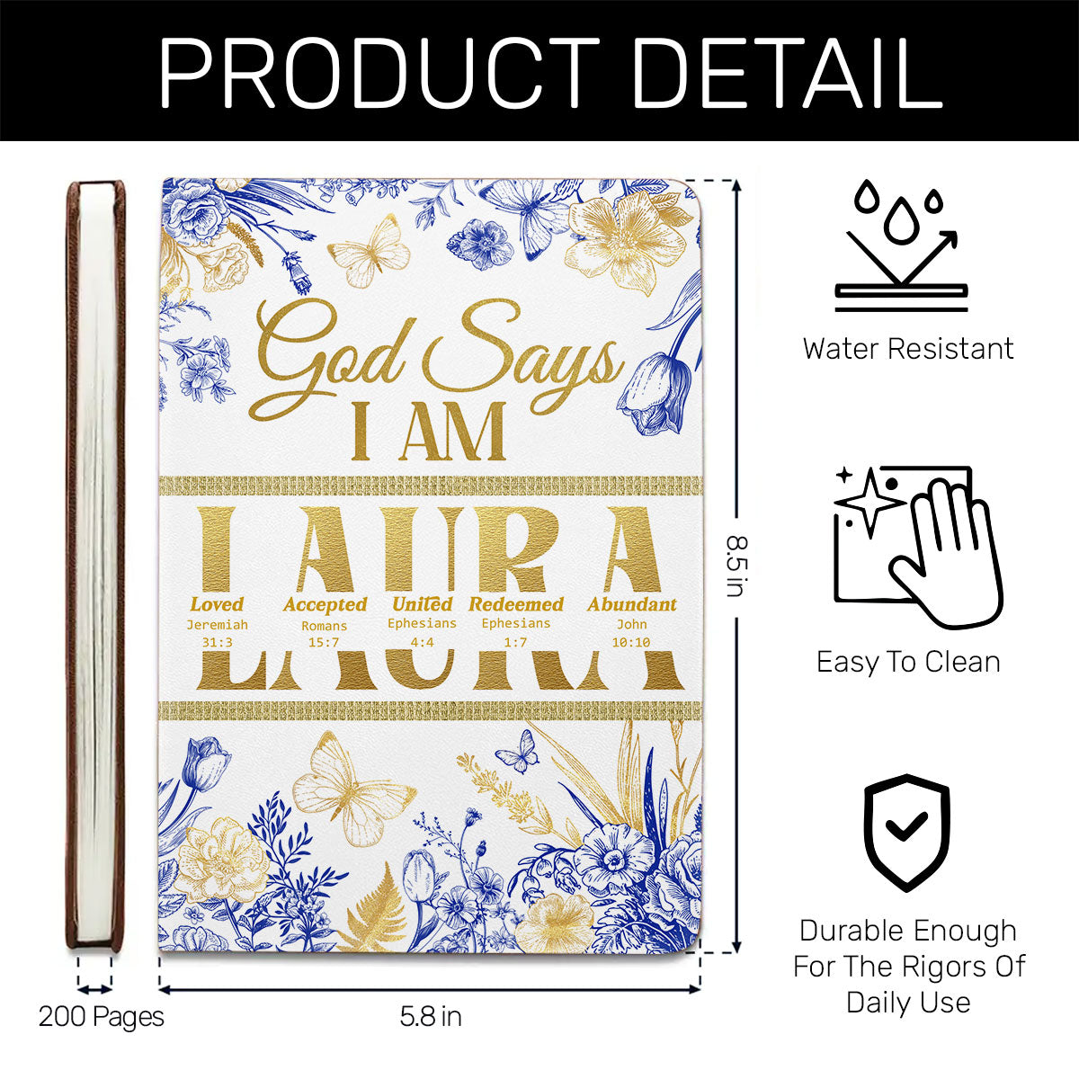 God Says I Am | Personalized Leather Cover Notebook