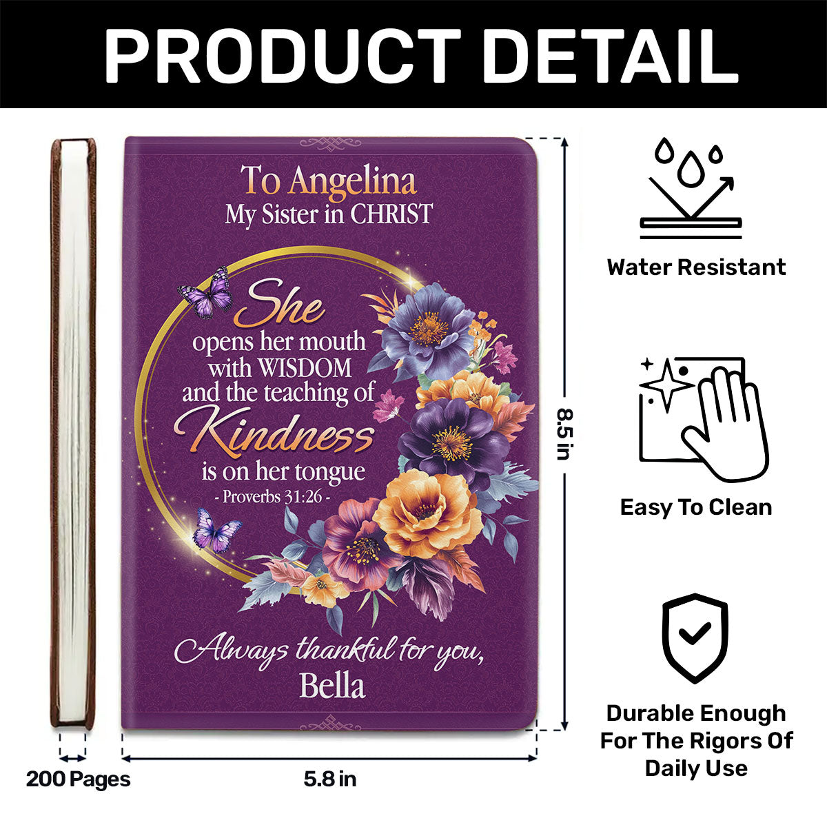 She Opens Her Mouth With Wisdom | Personalized Leather Cover Notebook