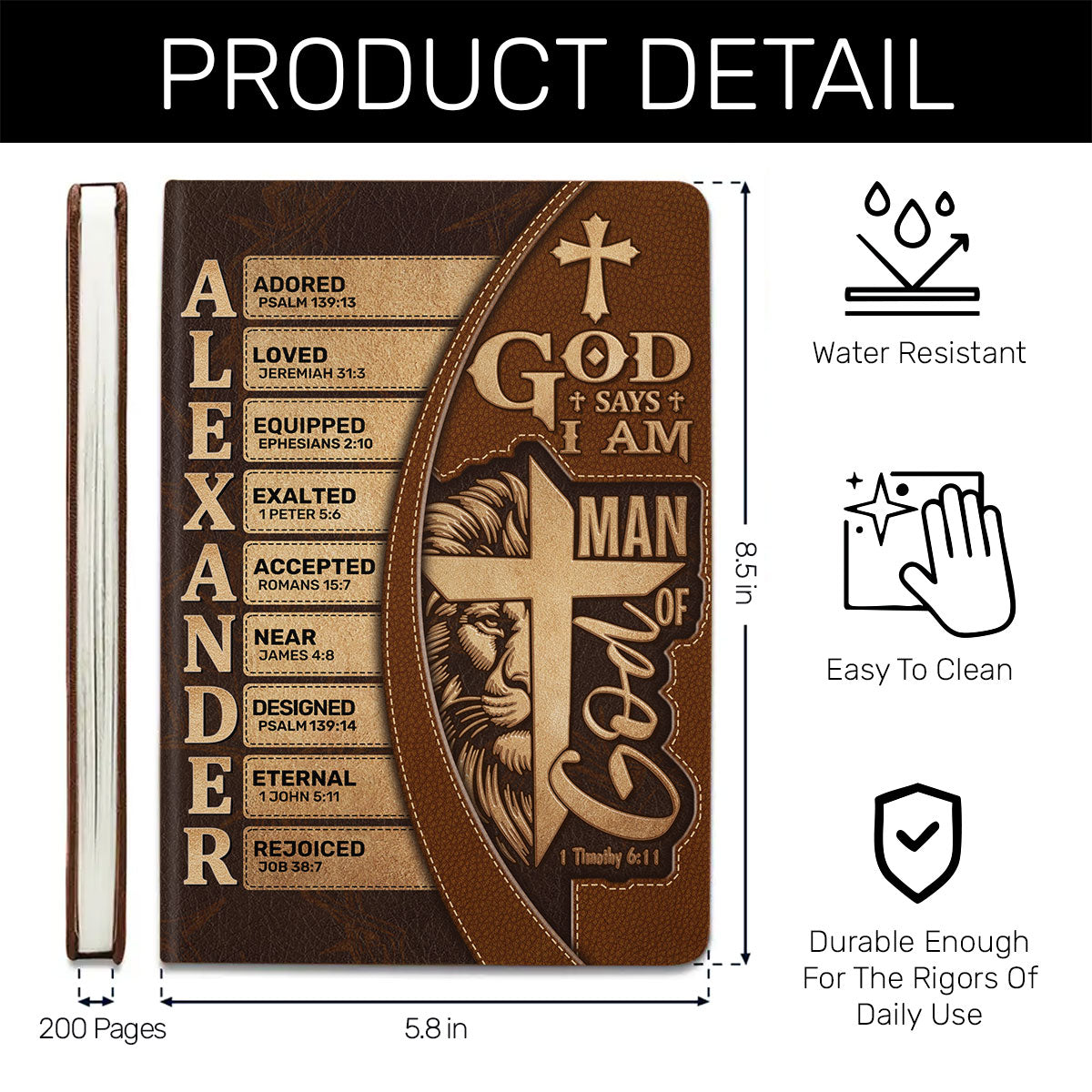 Man Of God | Personalized Leather Cover Notebook