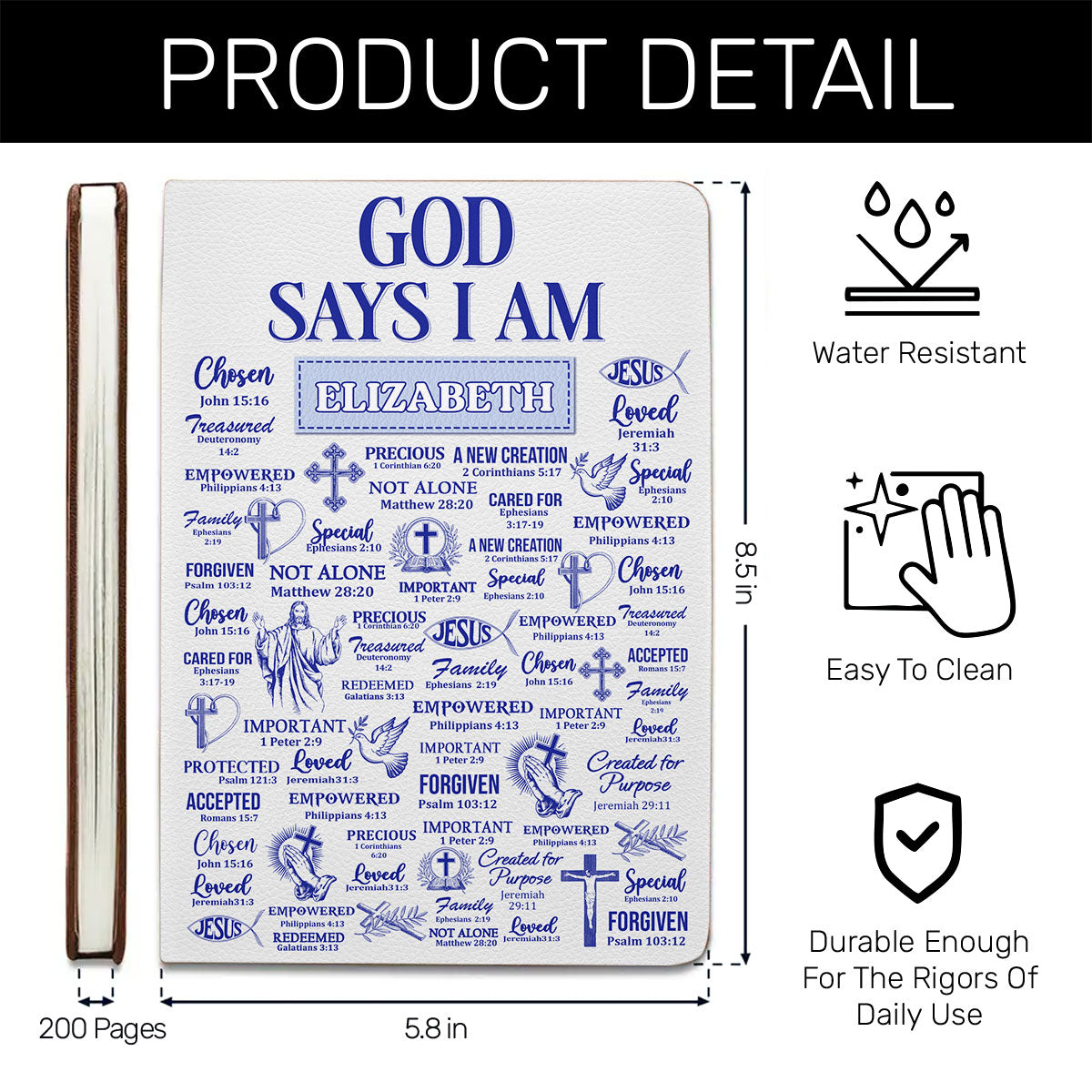 God Says I Am | Personalized Leather Cover Notebook