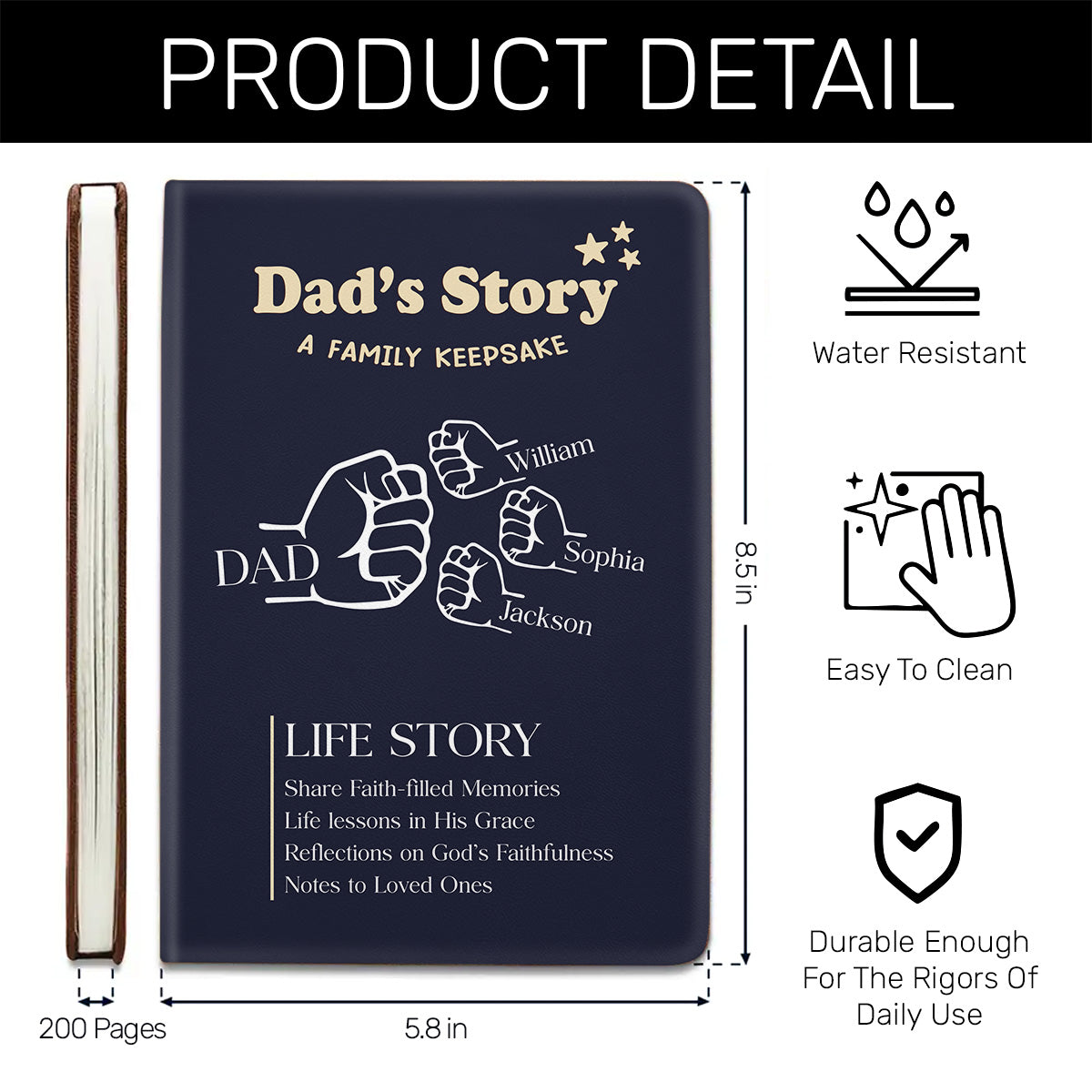 Dad's Story | Personalized Leather Cover Notebook