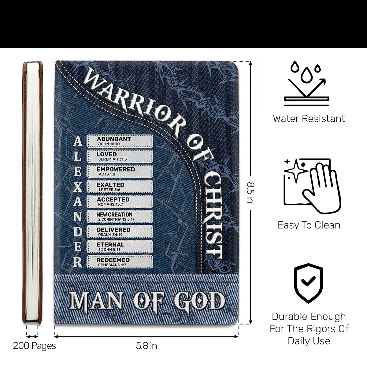 Warrior of Christ | Personalized Leather Cover Notebook