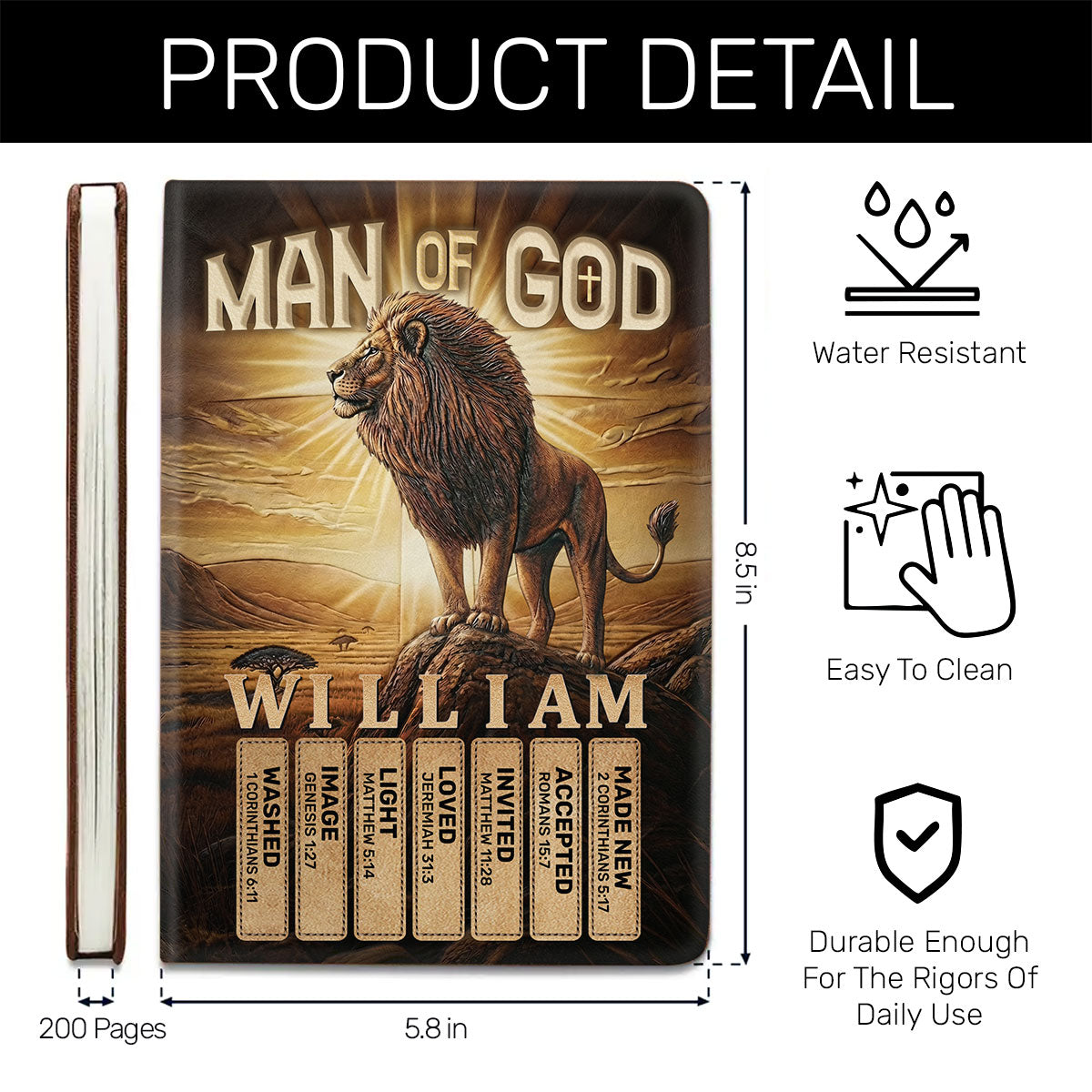 Man Of God | Personalized Leather Cover Notebook