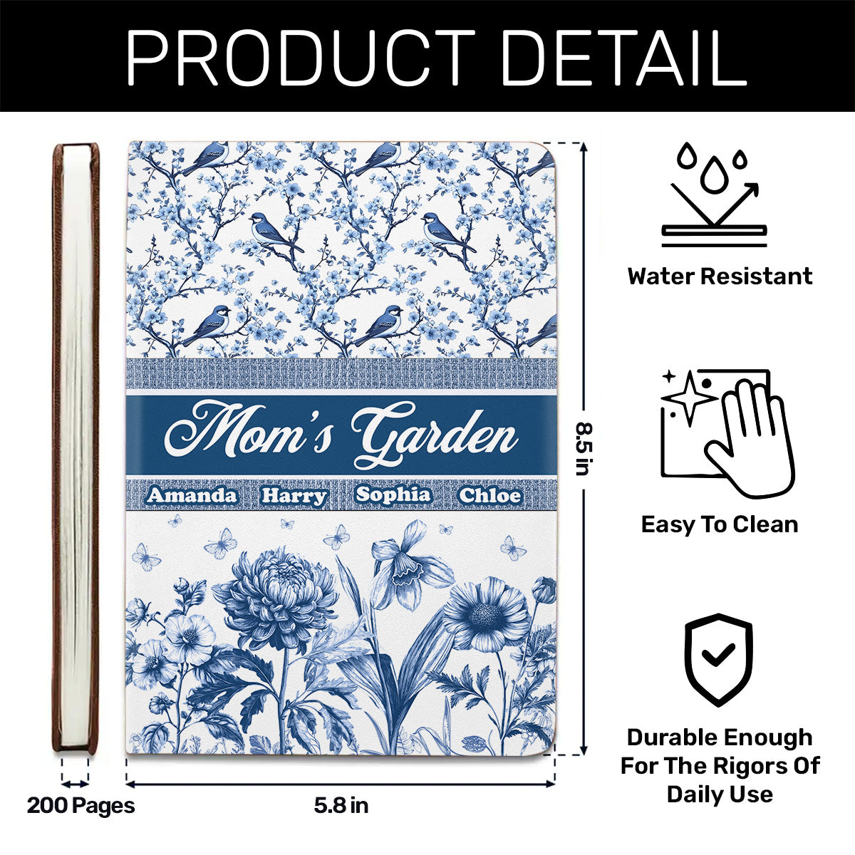 Grandma's Garden | Personalized Leather Cover Notebook