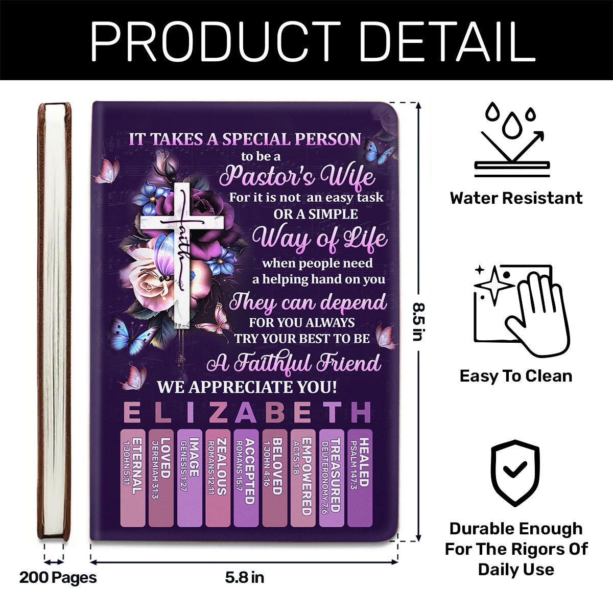 Special Person To Be A Pastor’s Wife | Personalized Leather Cover Notebook