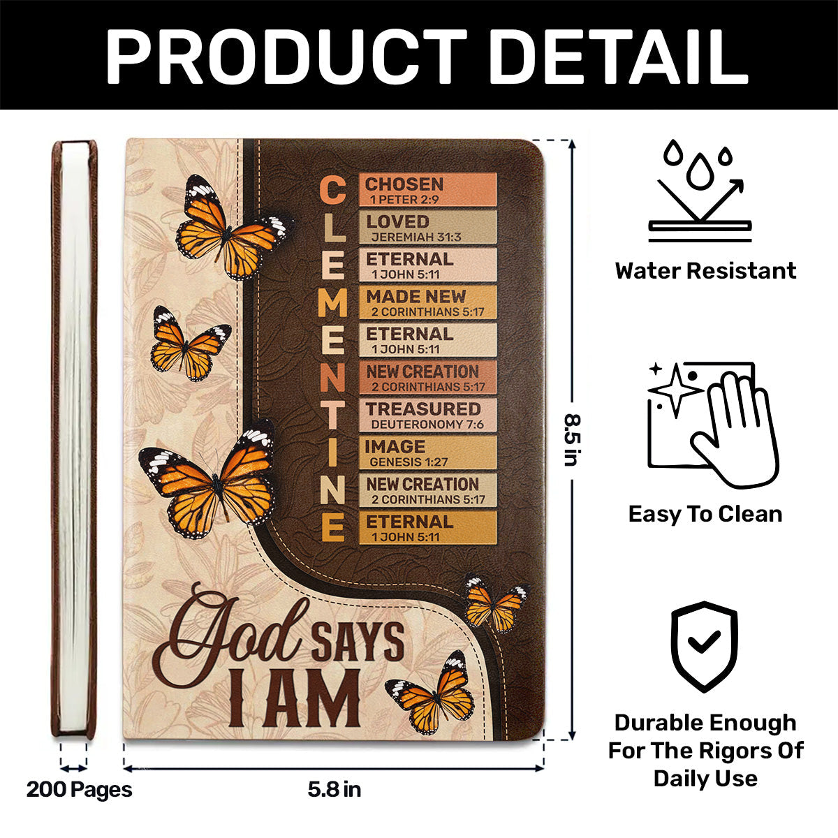God Says I Am | Personalized Leather Cover Notebook