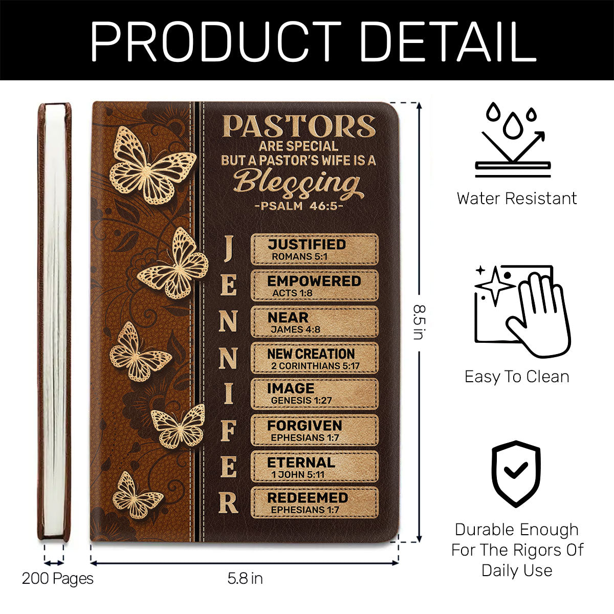 Pastor's Wife  | Personalized Leather Cover Notebook