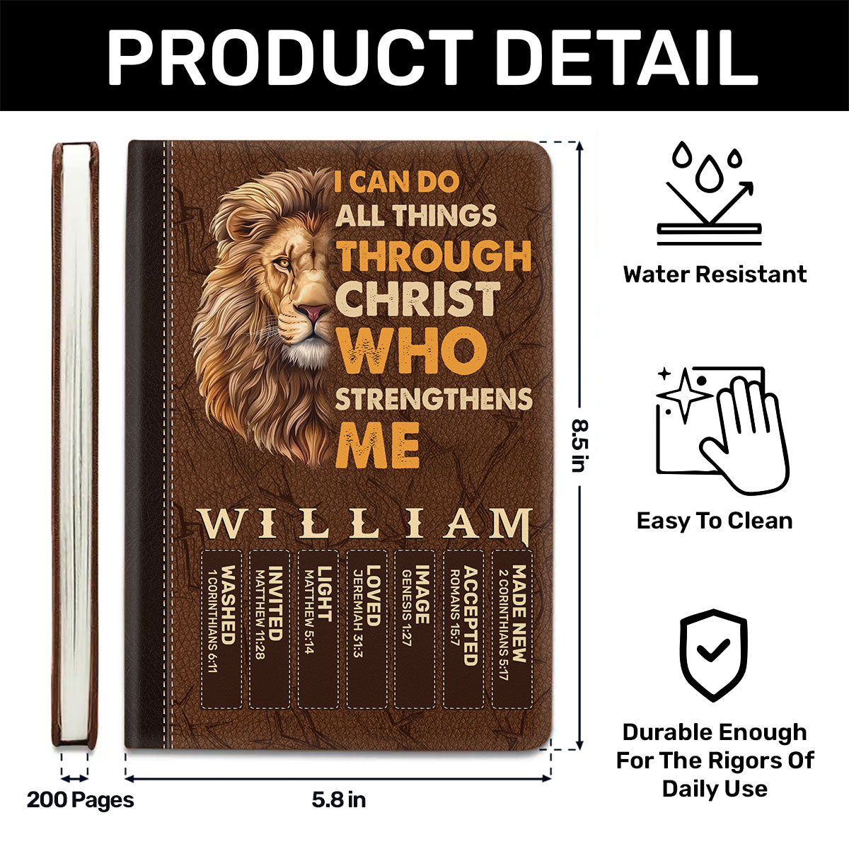 I Can Do All Things Through Christ | Personalized Leather Cover Notebook