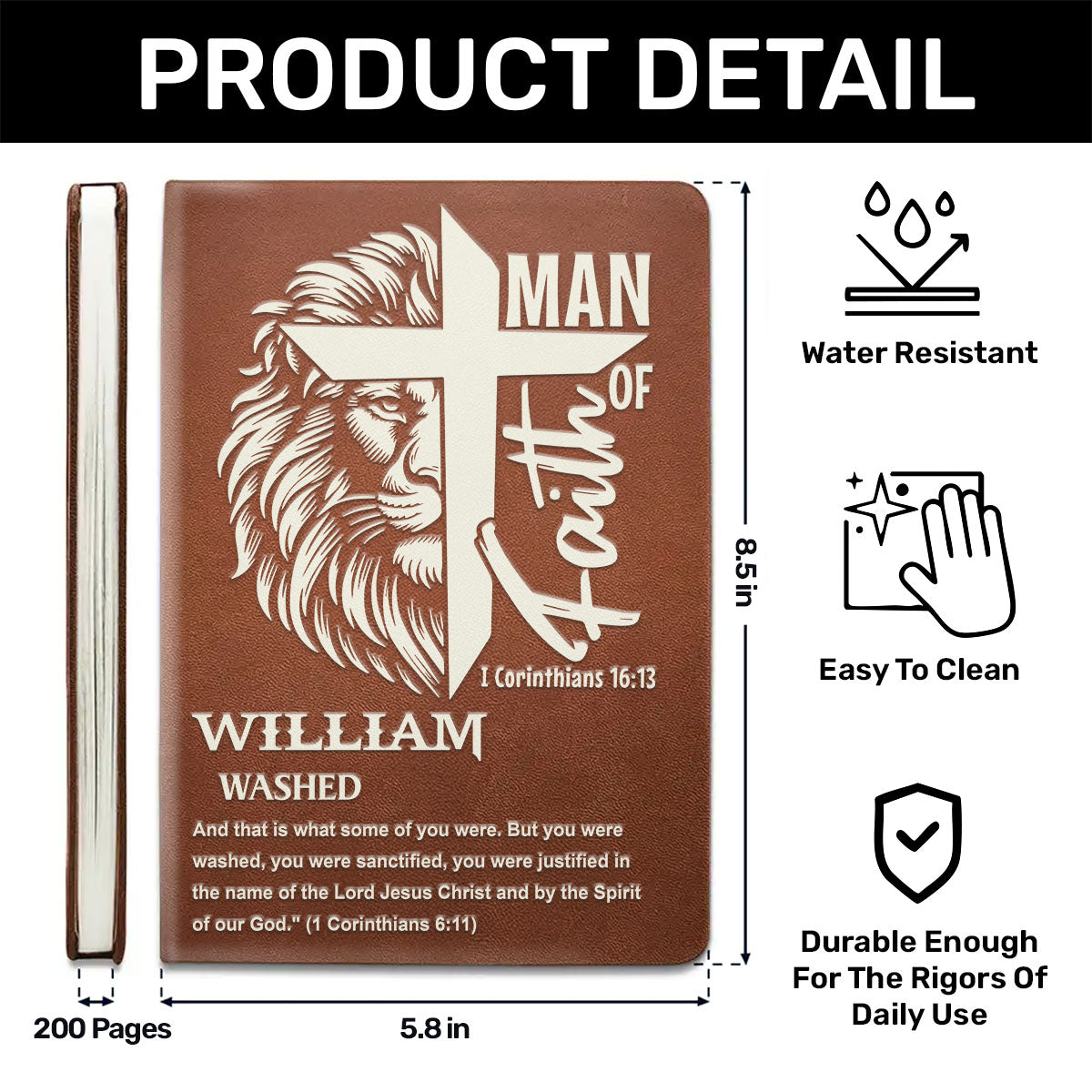 Man Of God | Personalized Leather Cover Notebook
