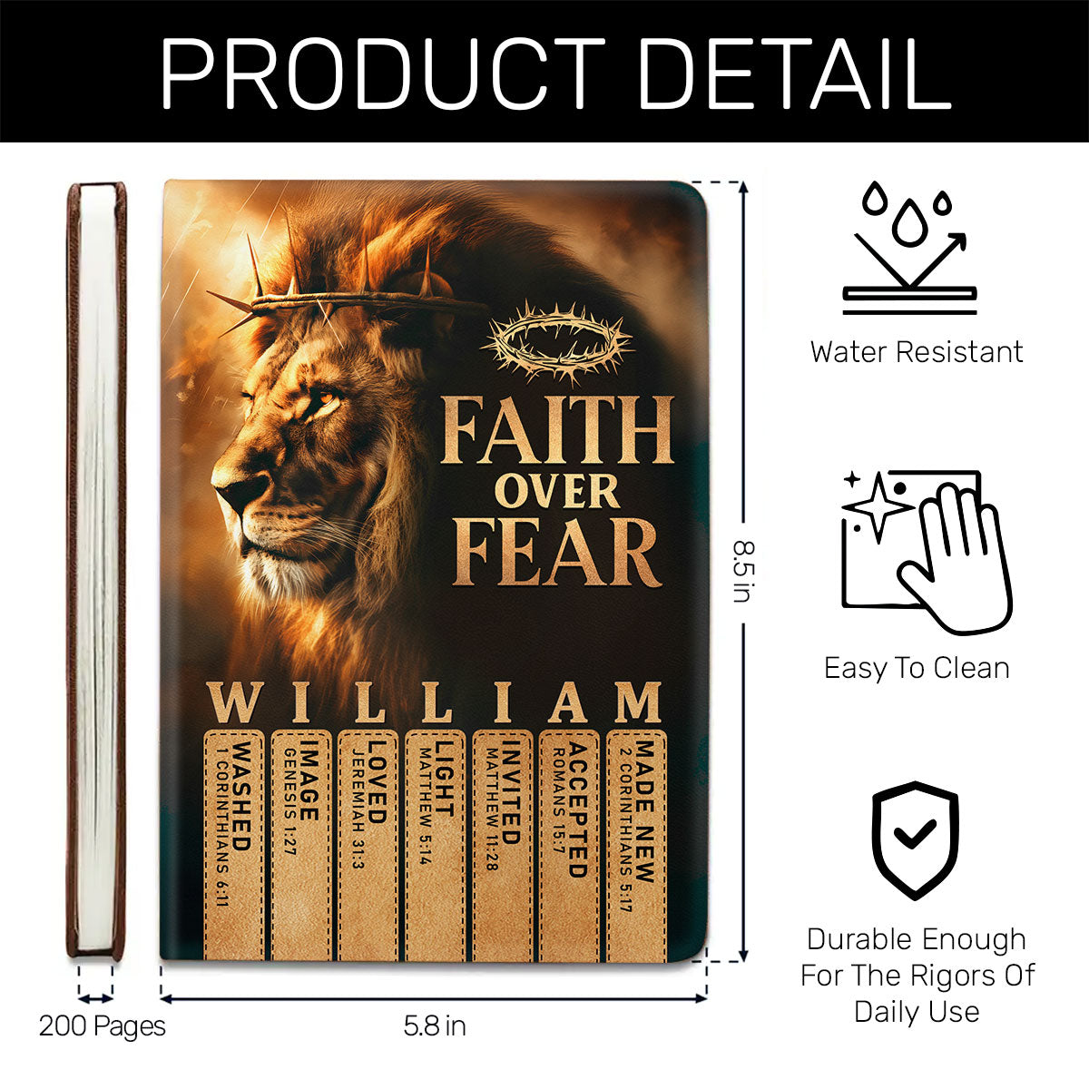 Faith Over Fear | Personalized Leather Cover Notebook