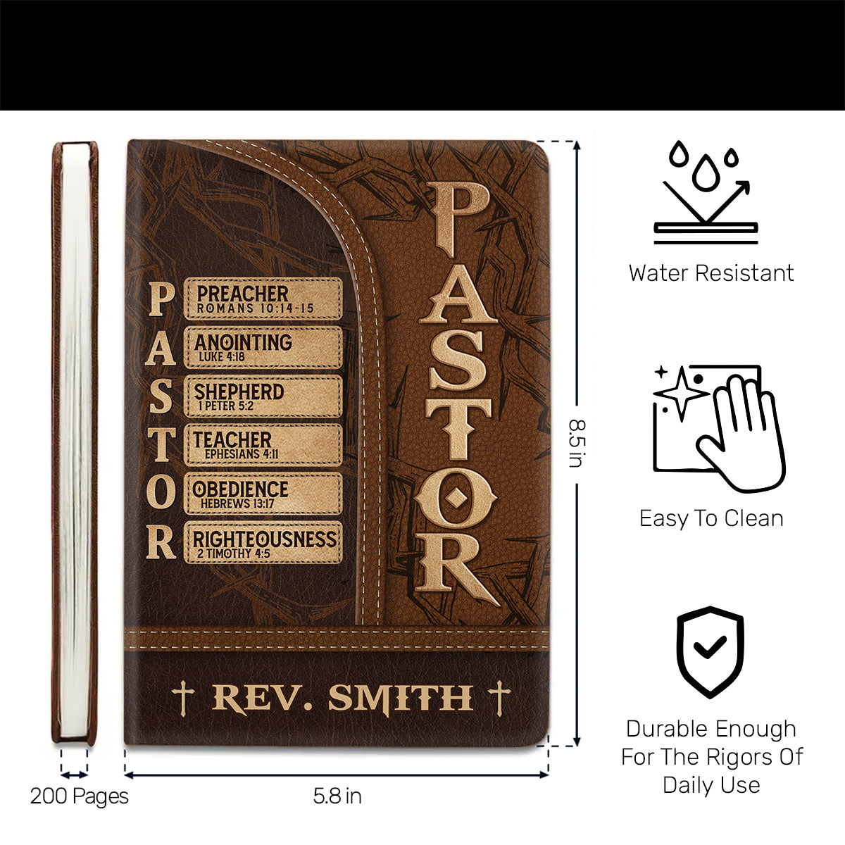 Pastor The Man Of God | Personalized Leather Cover Notebook