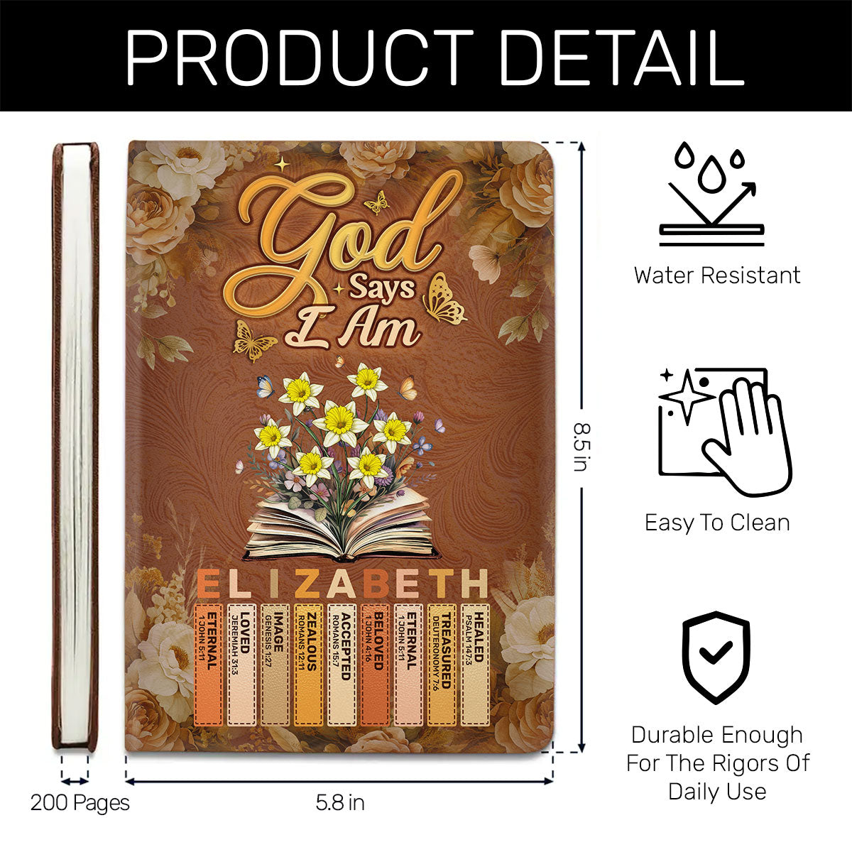 God Says I Am | Personalized Leather Cover Notebook