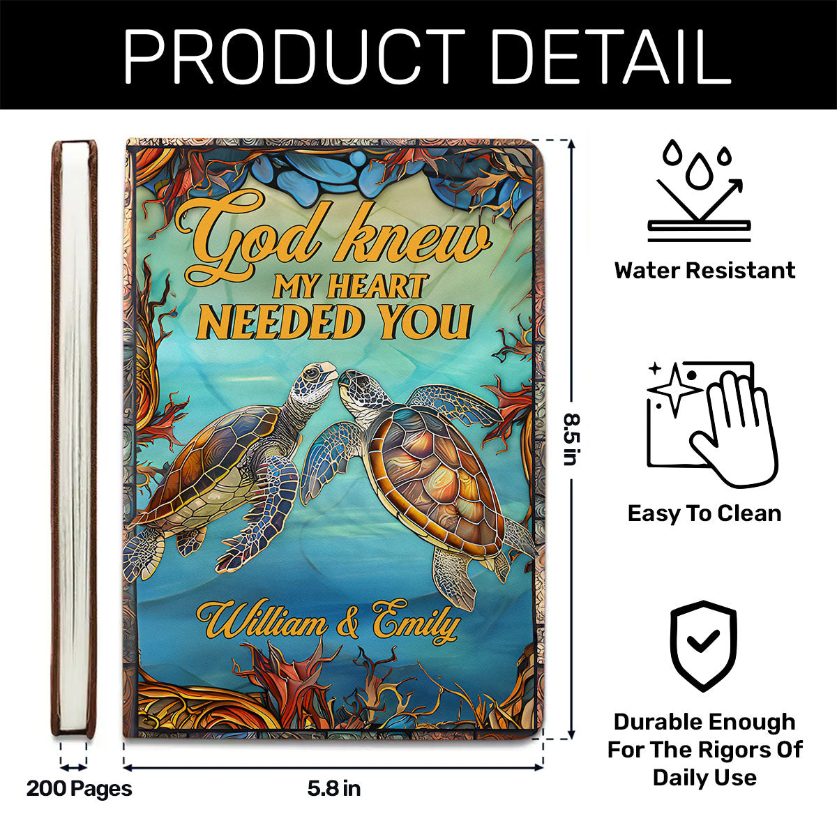 God Knew My Heart Needed You | Personalized Leather Cover Notebook