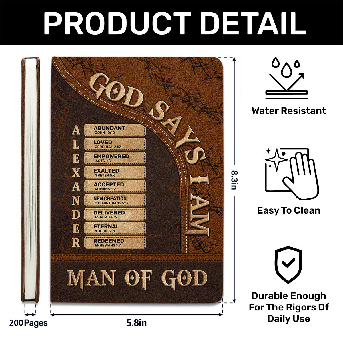 Man Of God | Personalized Leather Cover Notebook