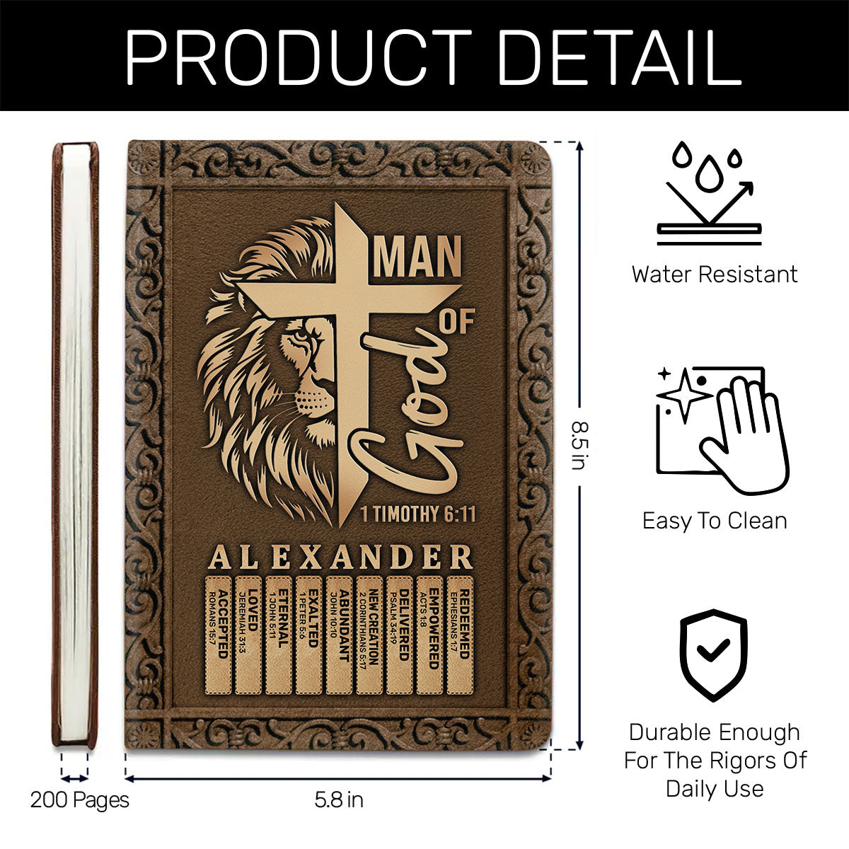 Man Of God | Personalized Leather Cover Notebook
