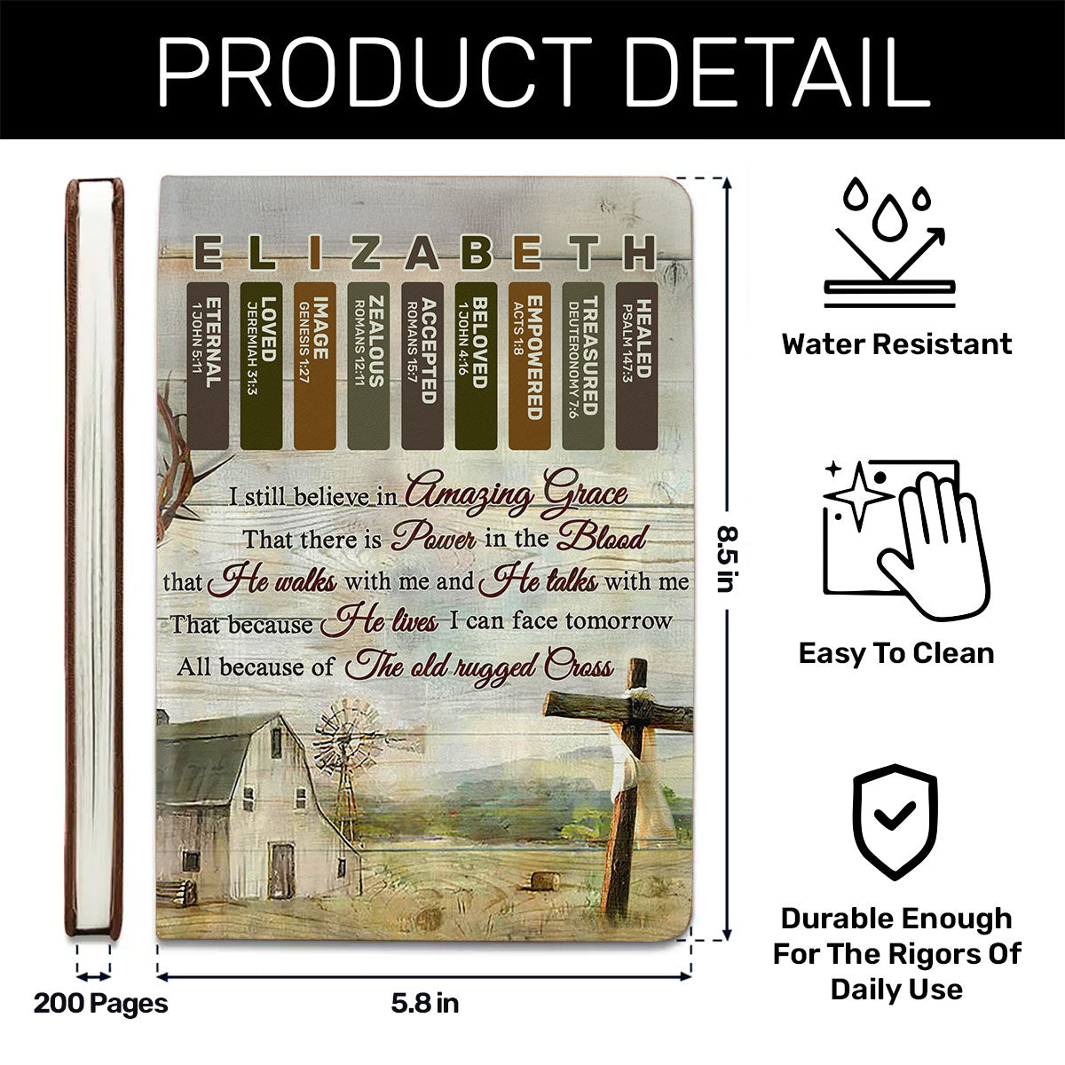 Whispers Of Grace | Personalized Leather Cover Notebook