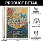 She Who Kneels Before God Can Stand Before Anyone | Personalized Leather Cover Notebook