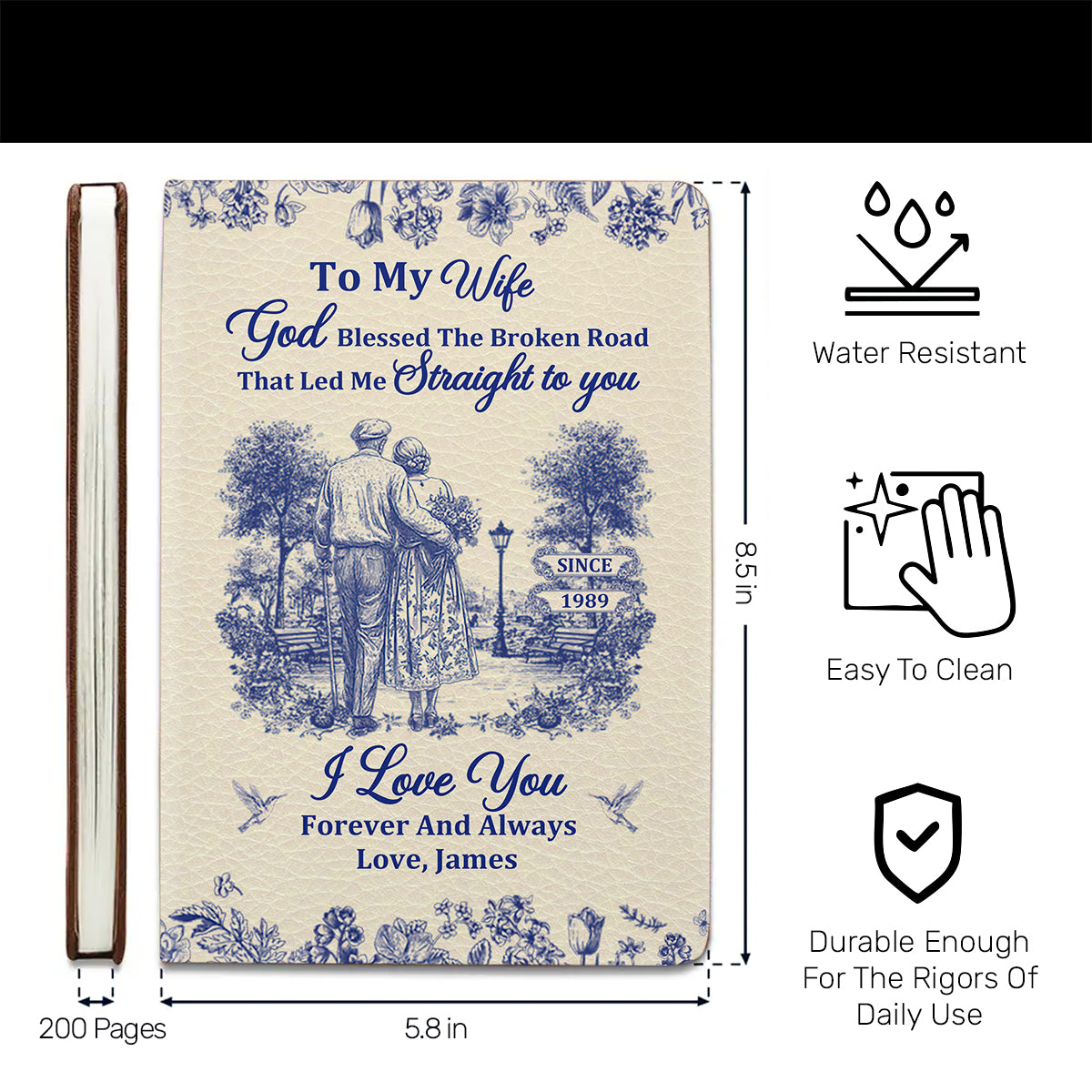 God Blessed The Broken Road | Personalized Leather Cover Notebook