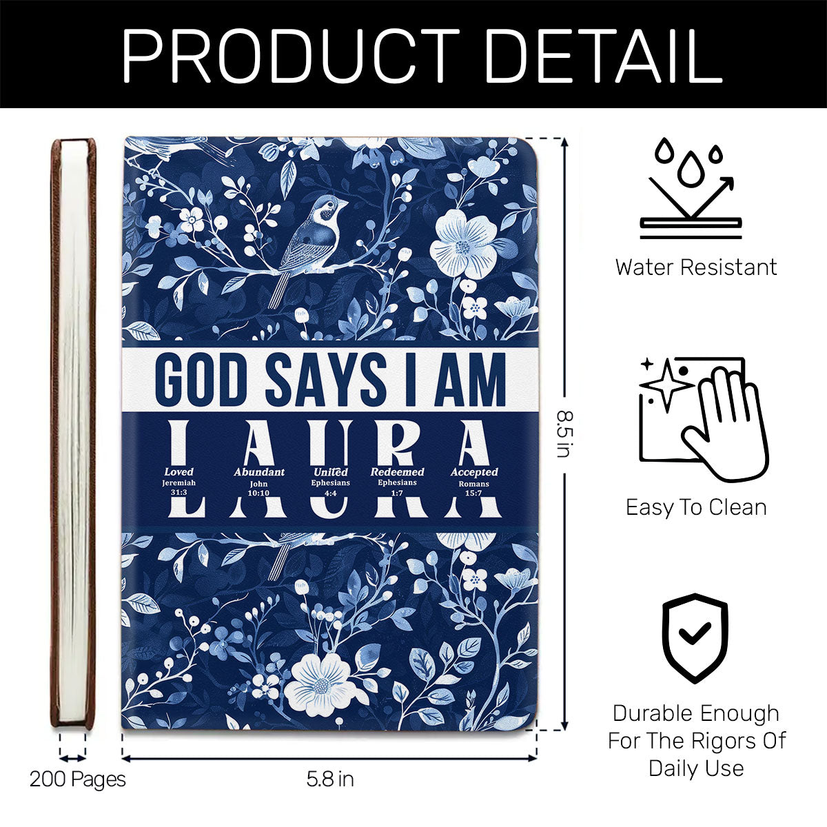 God Says I Am | Personalized Leather Cover Notebook