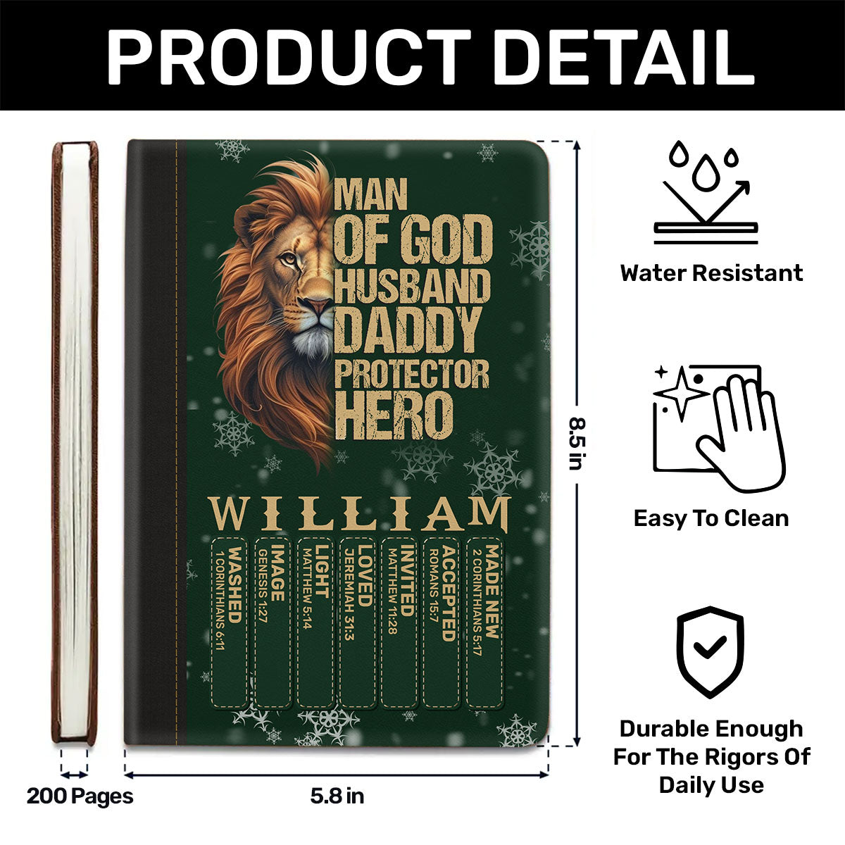 Man Of God Husband Daddy Protector Hero | Personalized Leather Cover Notebook