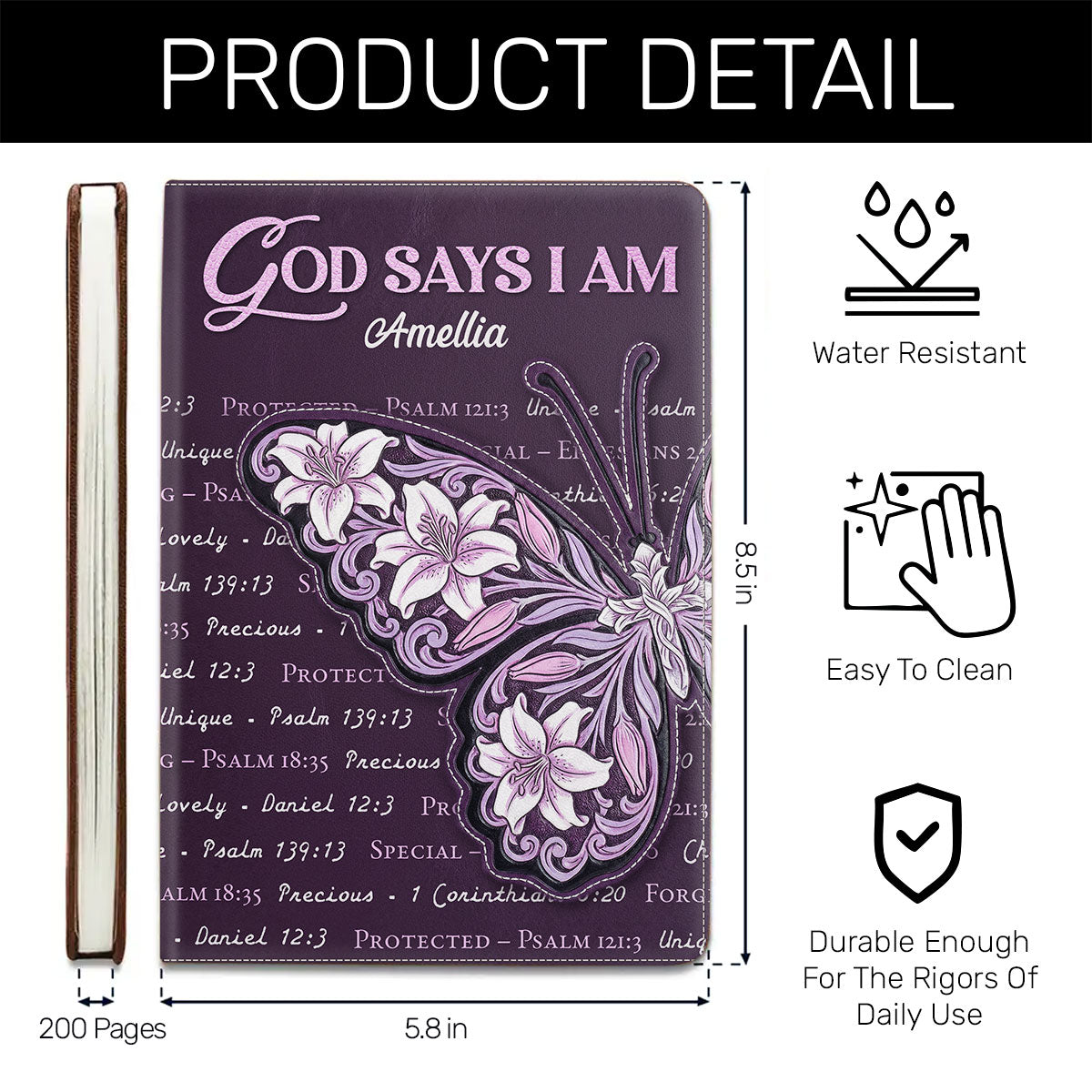God Says I Am | Personalized Leather Cover Notebook