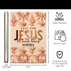 Fall For Jesus He Never Leaves | Personalized Leather Cover Notebook