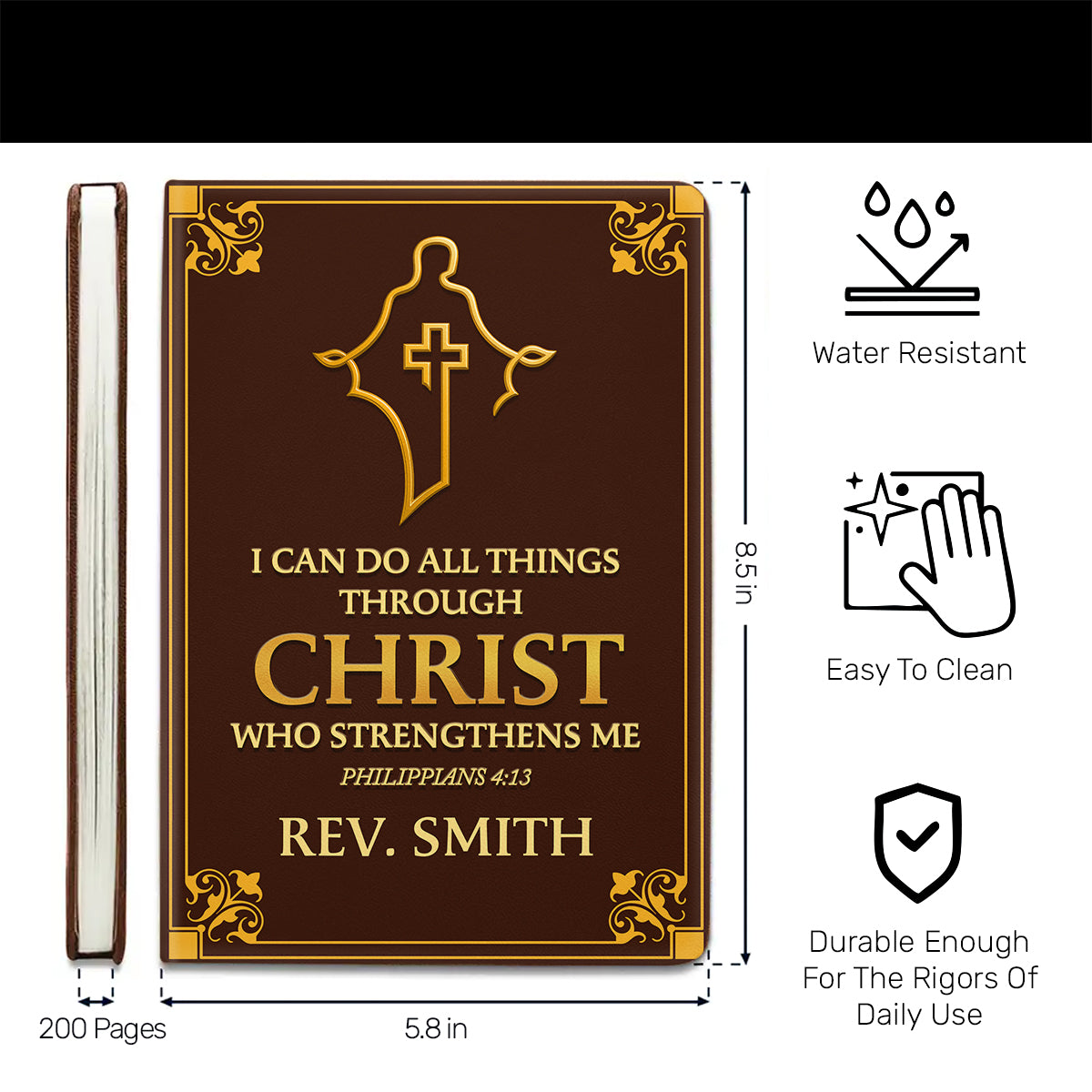 I Can Do All Things Through Christ | Personalized Leather Cover Notebook