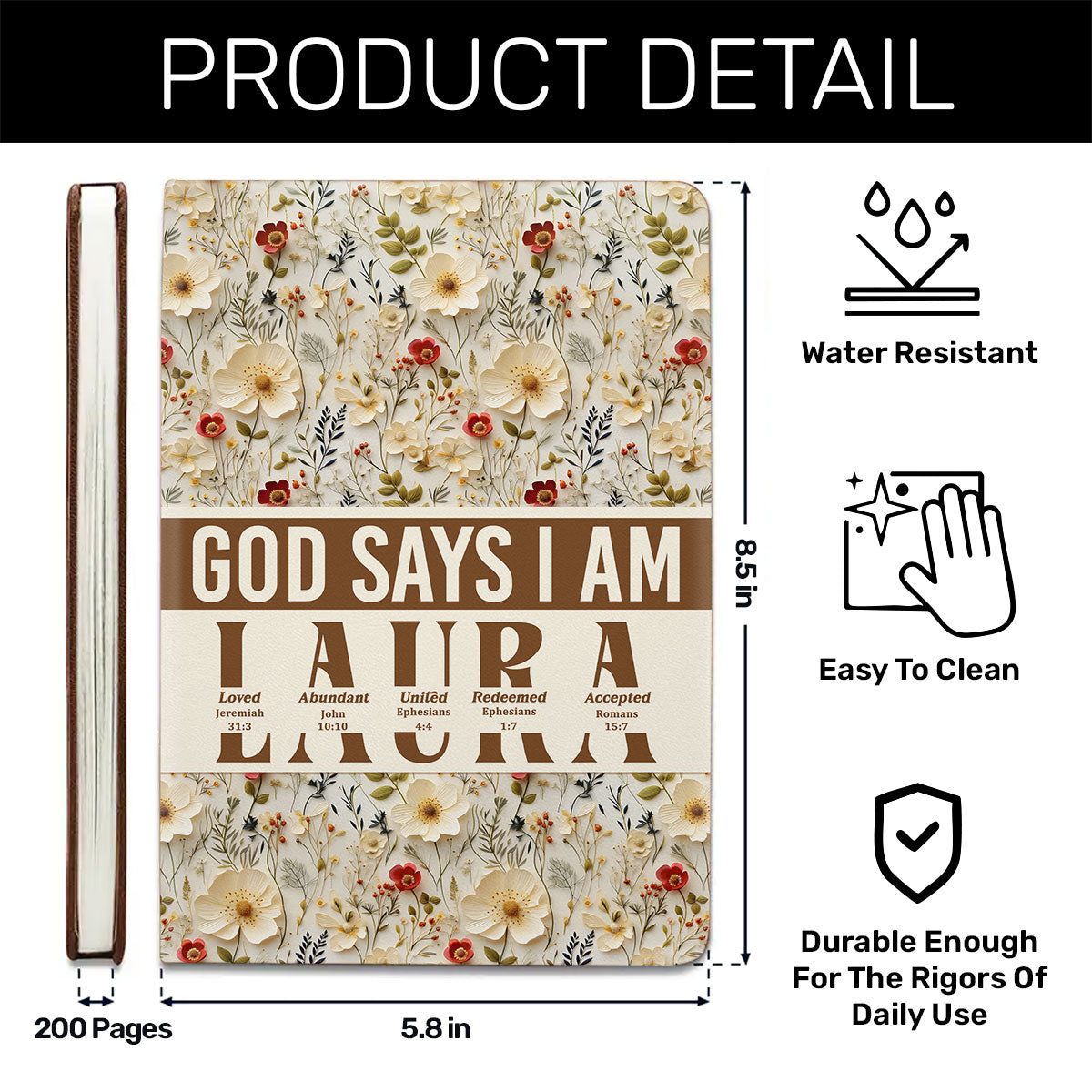 God Says I Am | Personalized Leather Cover Notebook